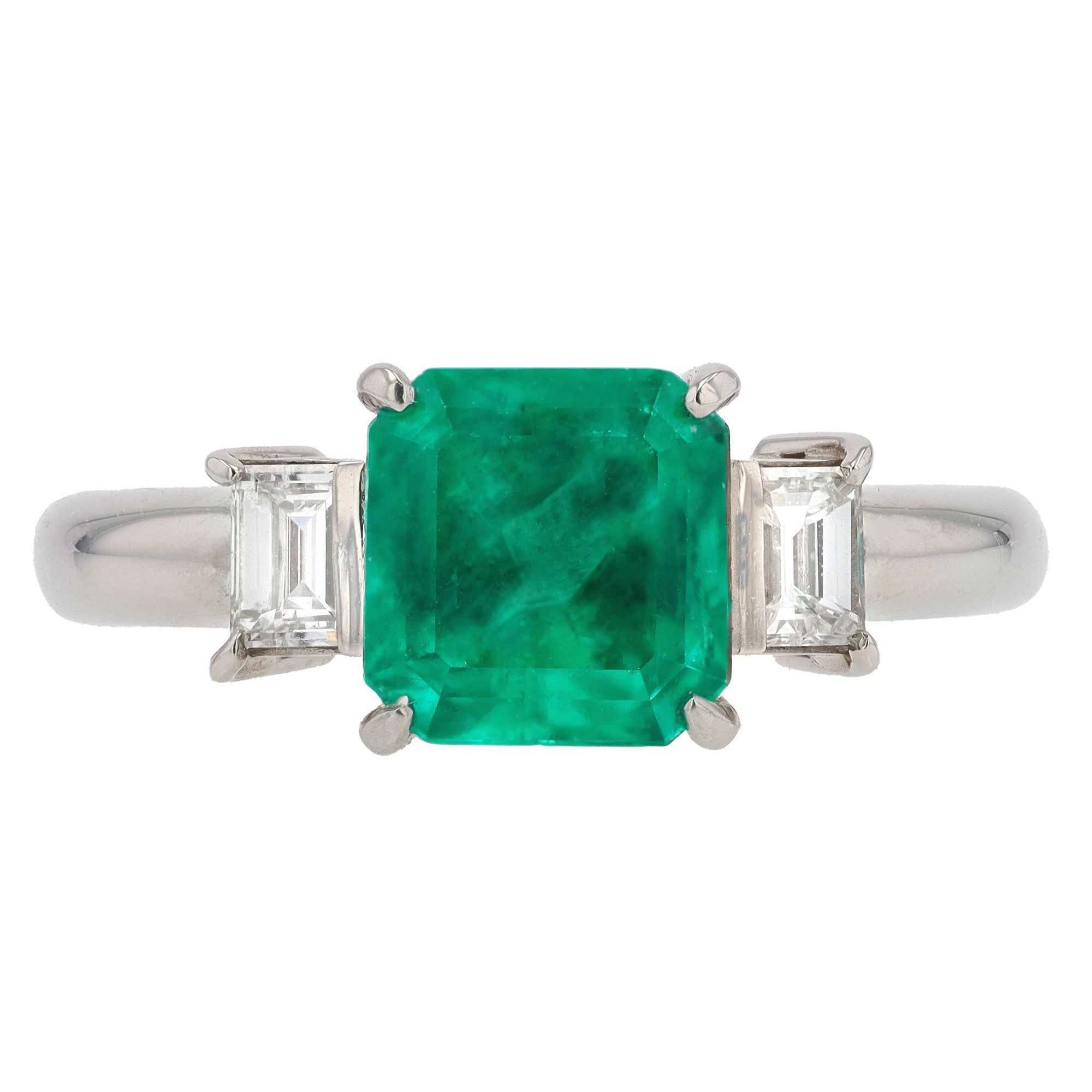 Vintage 1970s Estate GIA Certified Colombian 1.69 Carat Emerald & Diamond Ring