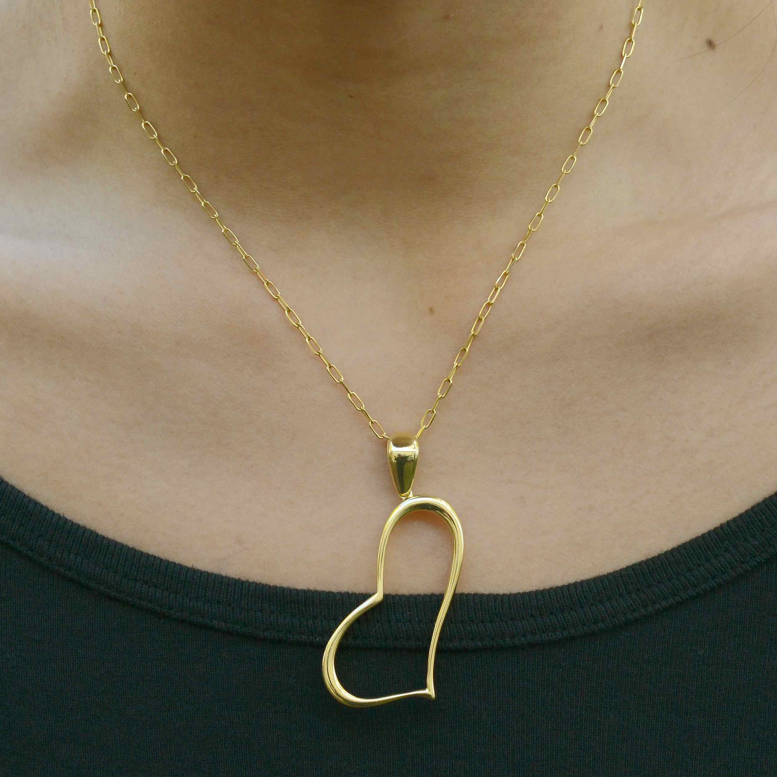 Vintage 1980s 18k Yellow Gold Giant Abstract Heart Pendant