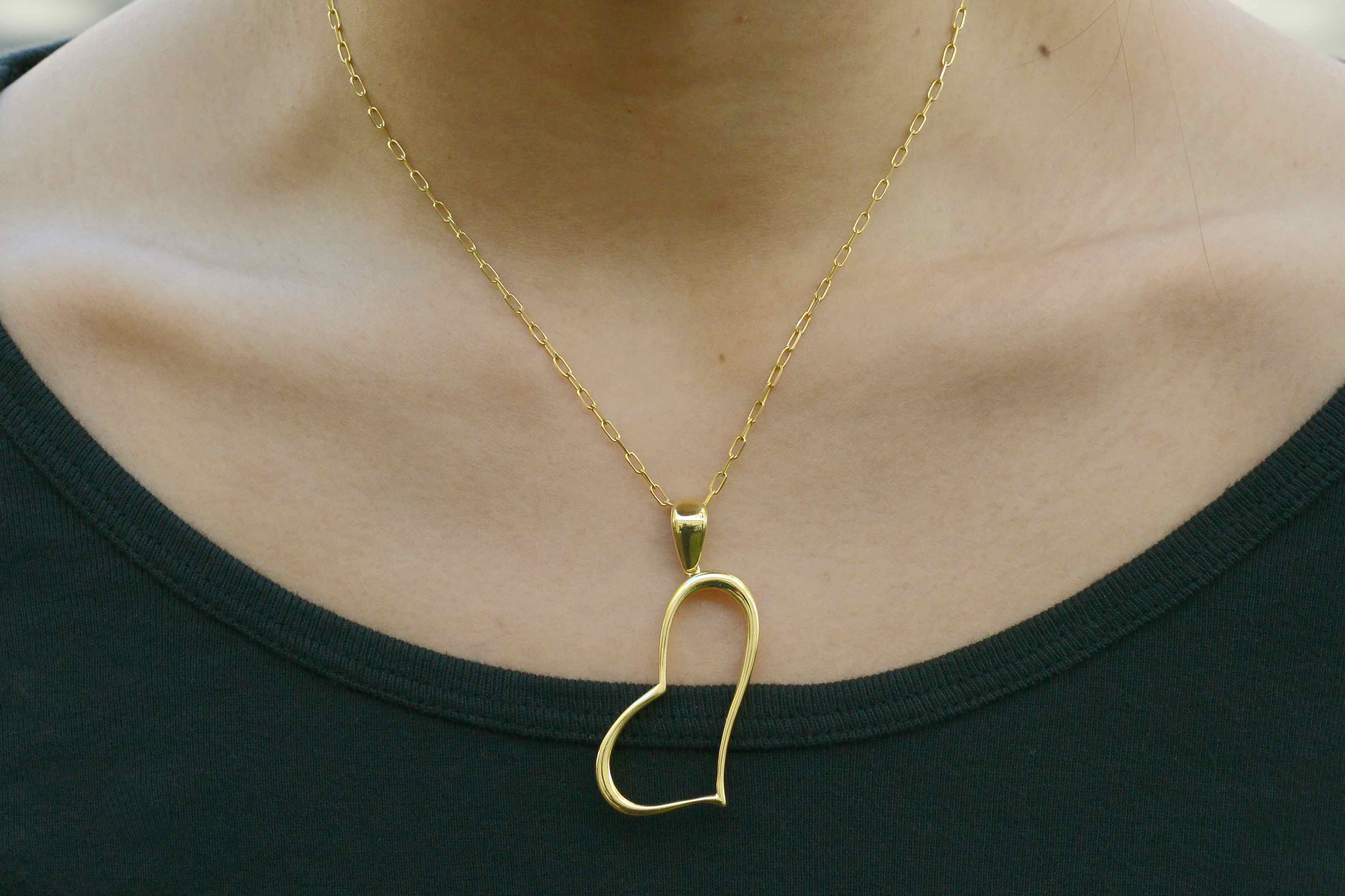 Vintage 1980s 18k Yellow Gold Giant Abstract Heart Pendant
