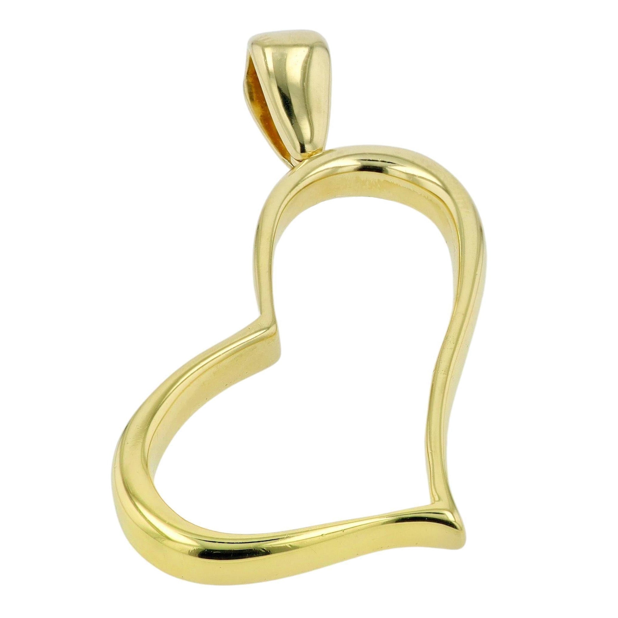 Vintage 1980s 18k Yellow Gold Giant Abstract Heart Pendant