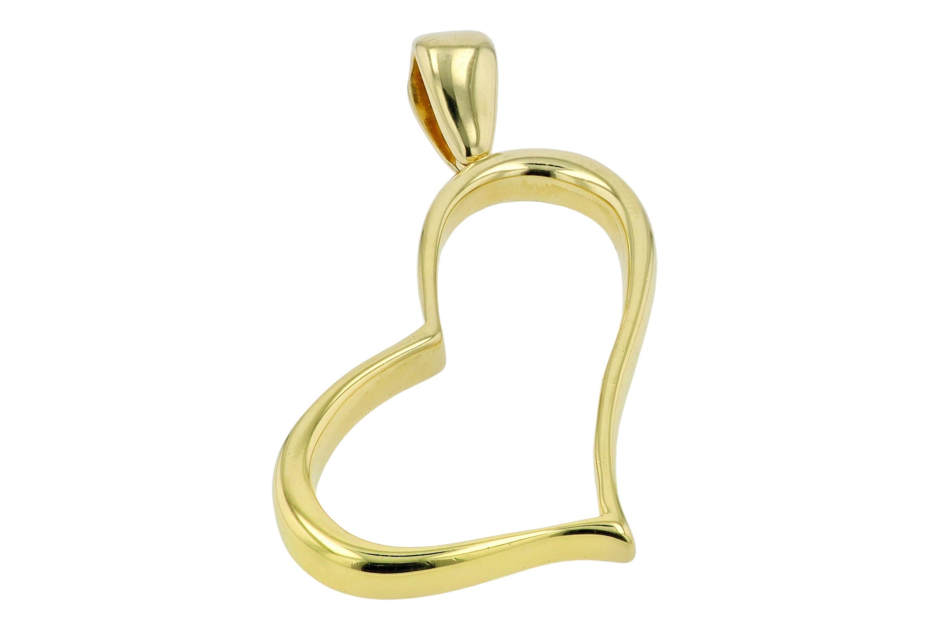 Vintage 1980s 18k Yellow Gold Giant Abstract Heart Pendant