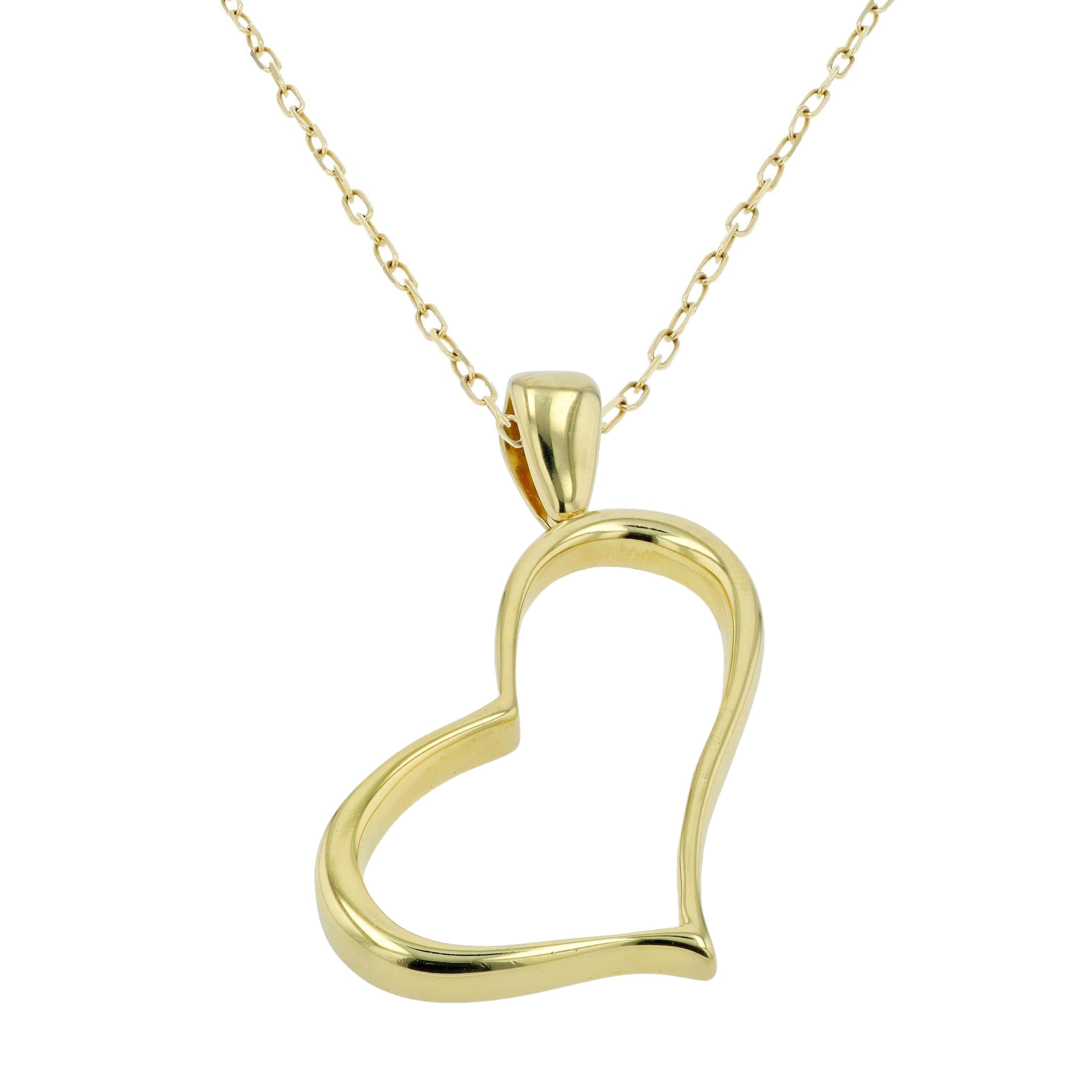 Vintage 1980s 18k Yellow Gold Giant Abstract Heart Pendant