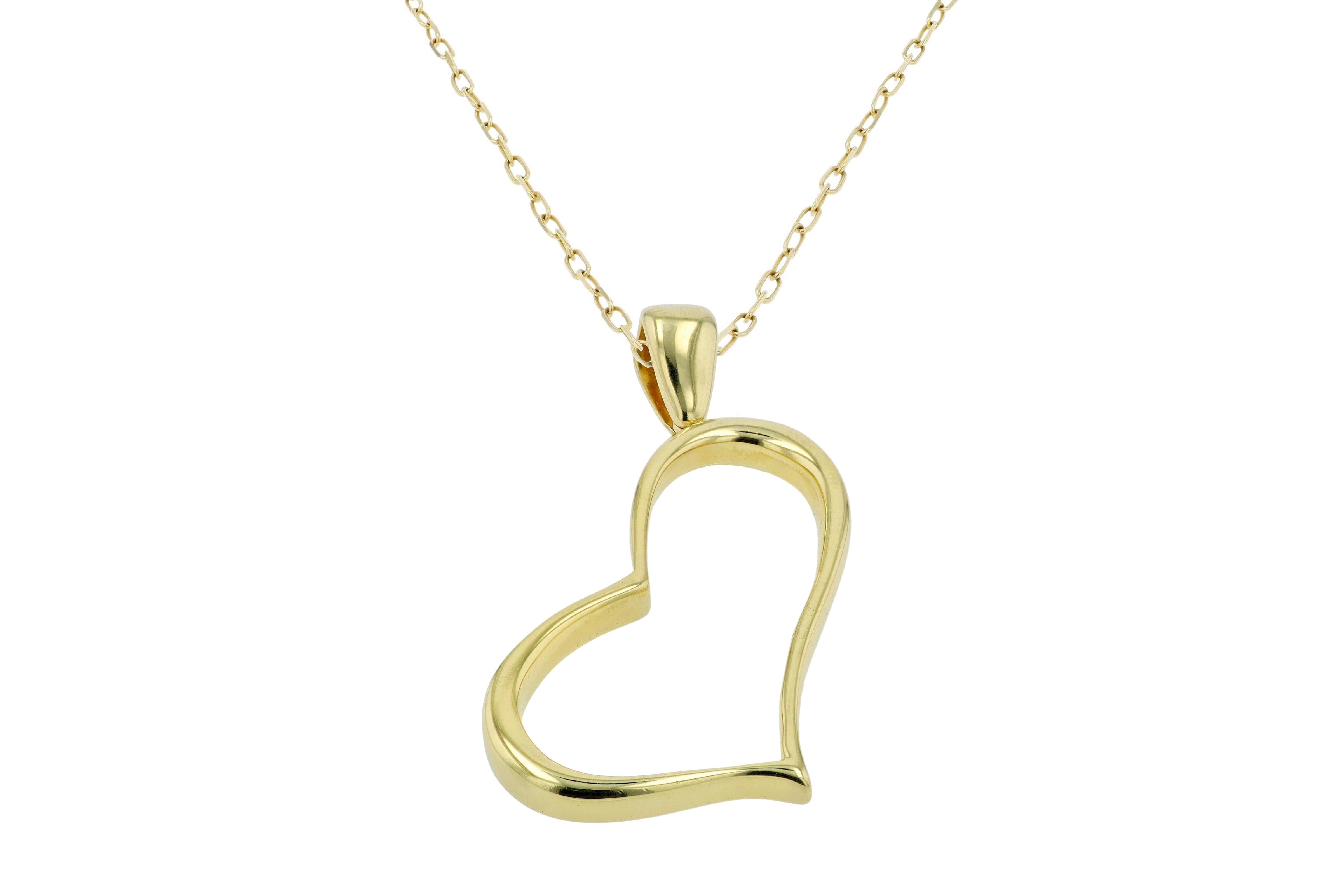Vintage 1980s 18k Yellow Gold Giant Abstract Heart Pendant