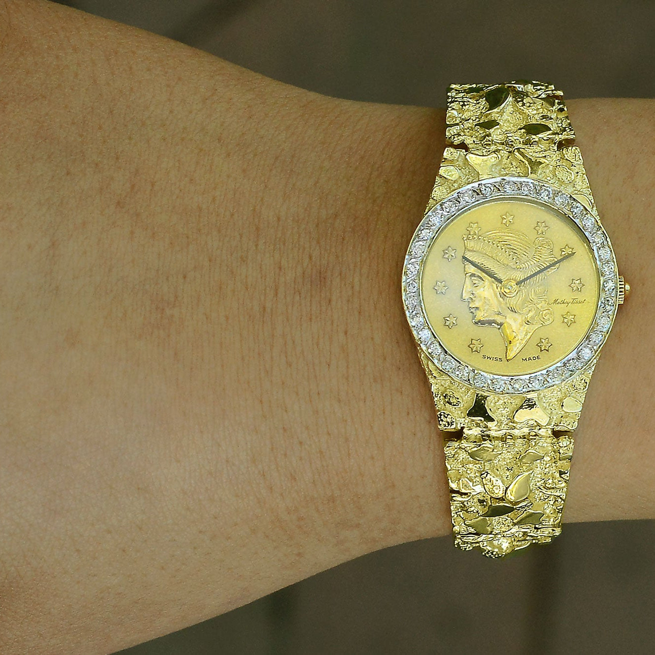 Vintage 1980s Gold Coin Nugget Ladies' Watch
