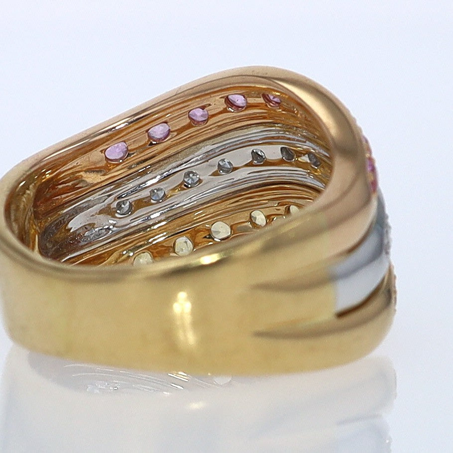 Vintage 1980s Sapphire & Diamond Trinity Ring Wedding Band