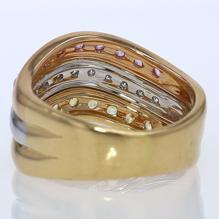 Vintage 1980s Sapphire & Diamond Trinity Ring Wedding Band