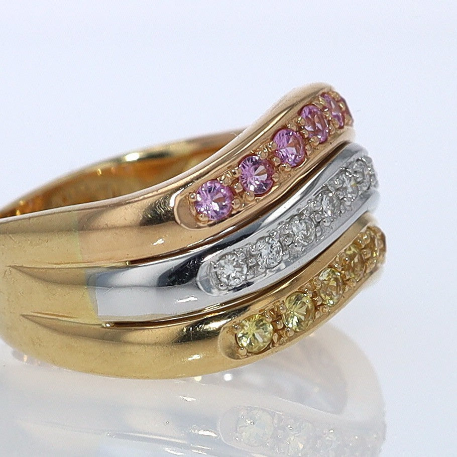 Vintage 1980s Sapphire & Diamond Trinity Ring Wedding Band