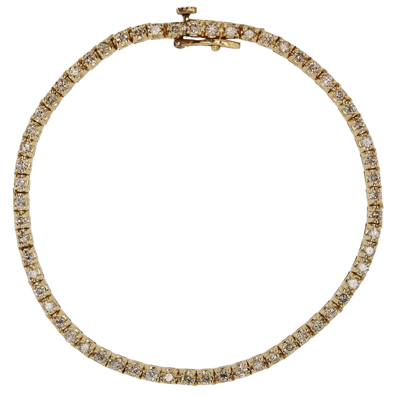 Vintage 1980s Yellow Gold Diamond Tennis Bracelet