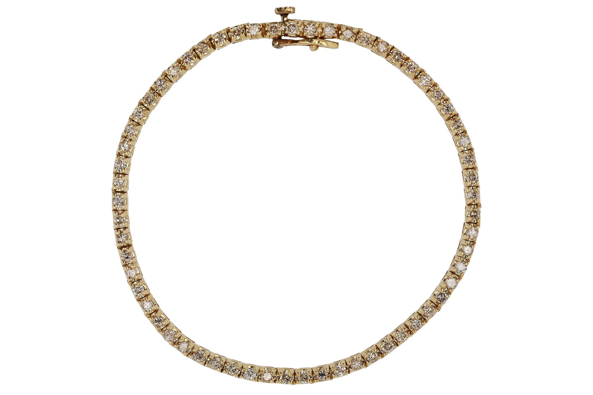 Vintage 1980s Yellow Gold Diamond Tennis Bracelet