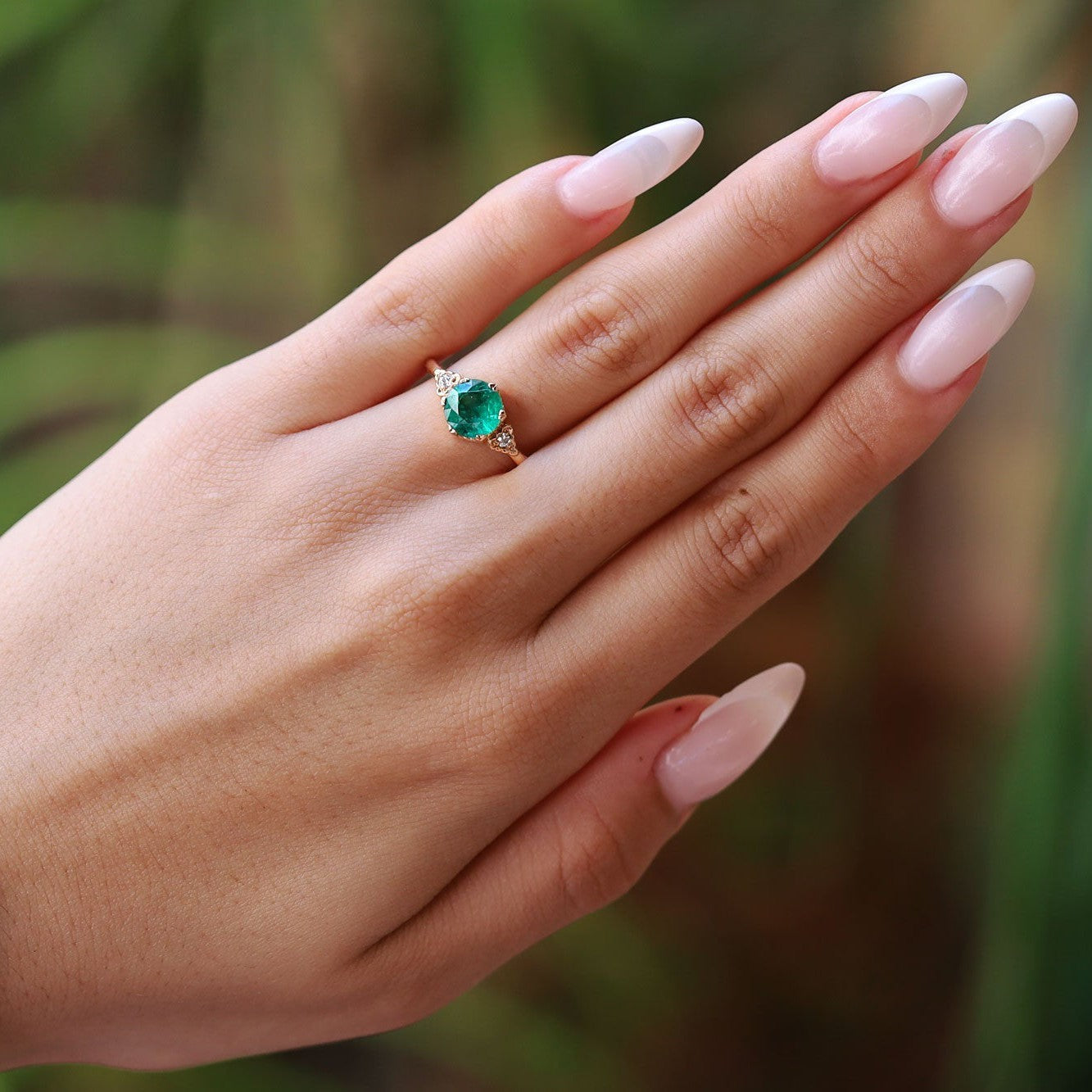 Natural Emerald Yellow Gold Ring