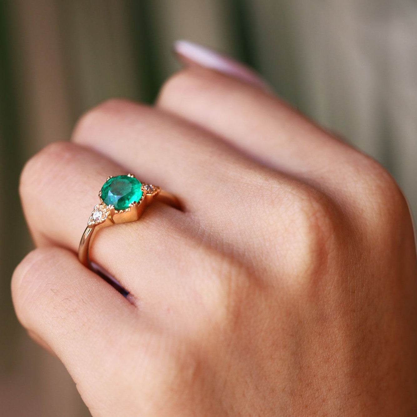 Natural Emerald Yellow Gold Ring