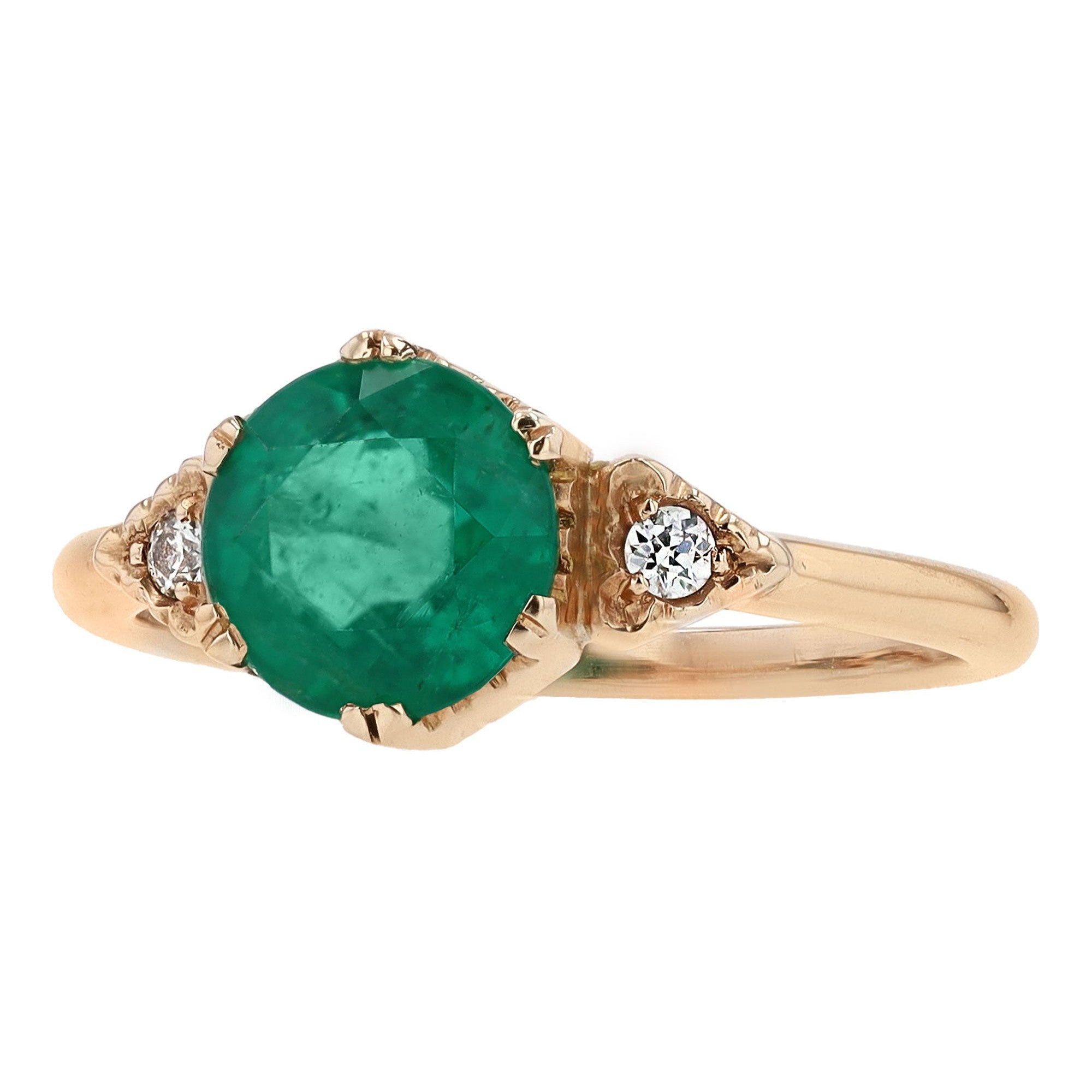 Natural Emerald Yellow Gold Ring
