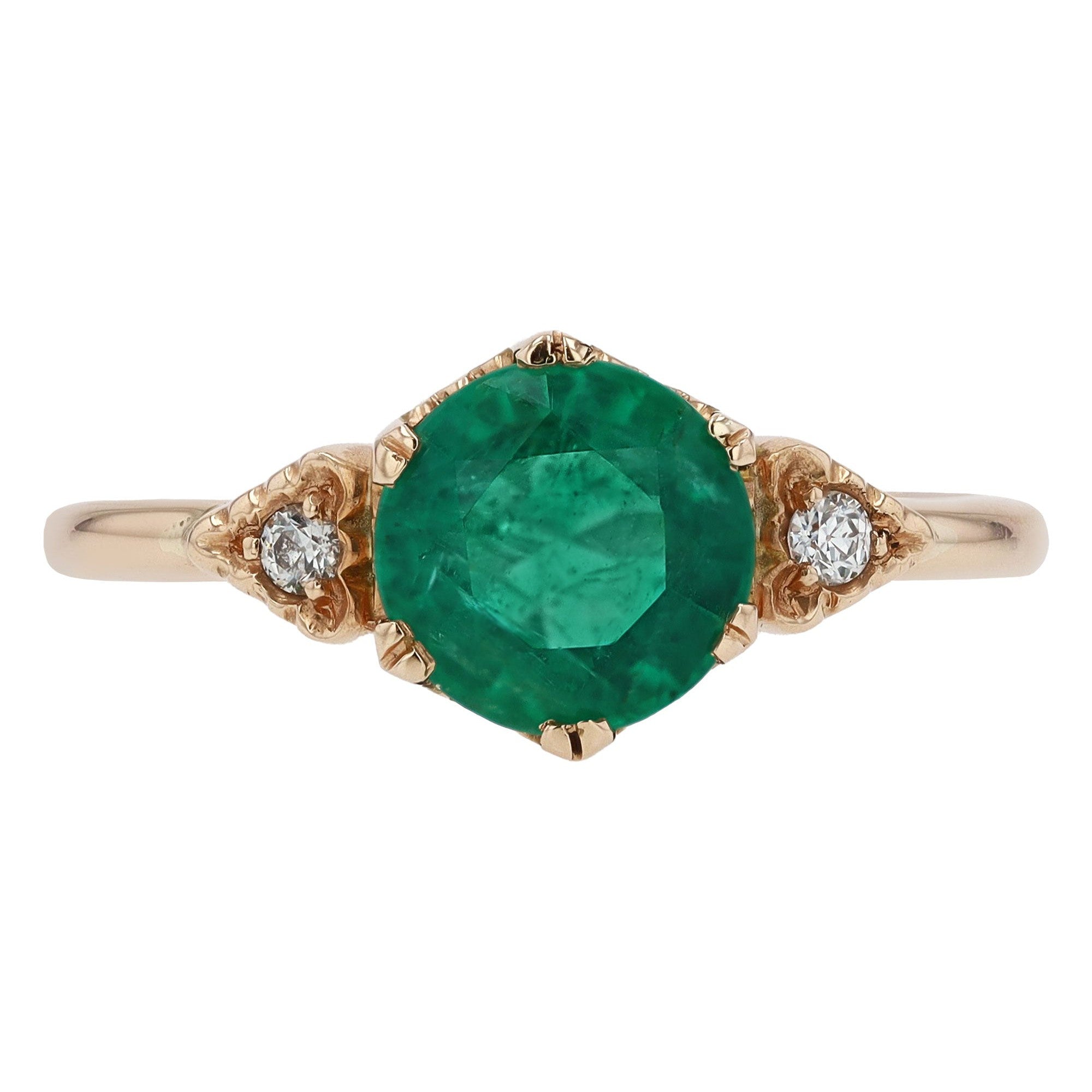 Natural Emerald Yellow Gold Ring