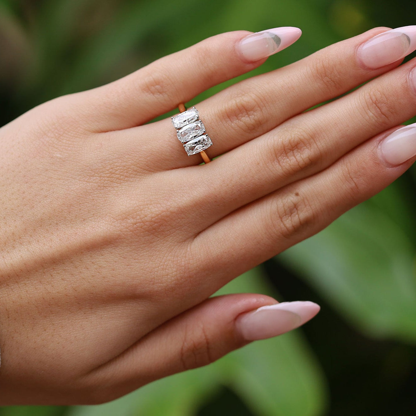 Vintage 1.80 Carat Cushion Cut Diamond 3 Stone Engagement Ring