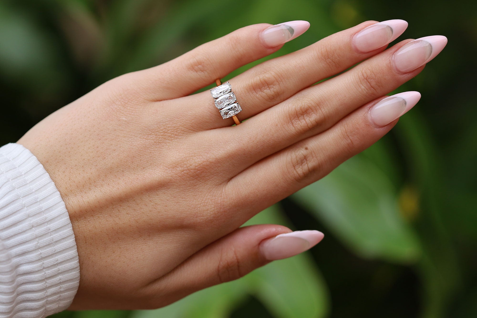 Vintage 1.80 Carat Cushion Cut Diamond 3 Stone Engagement Ring