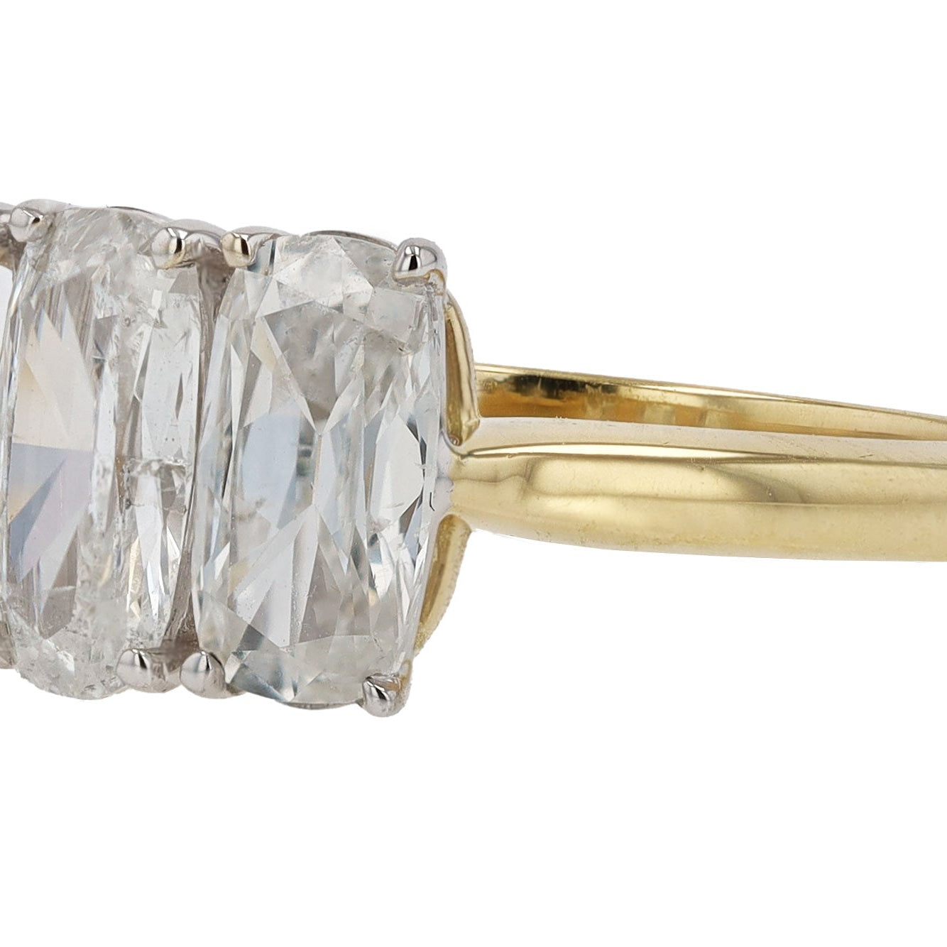 Vintage 1.80 Carat Cushion Cut Diamond 3 Stone Engagement Ring