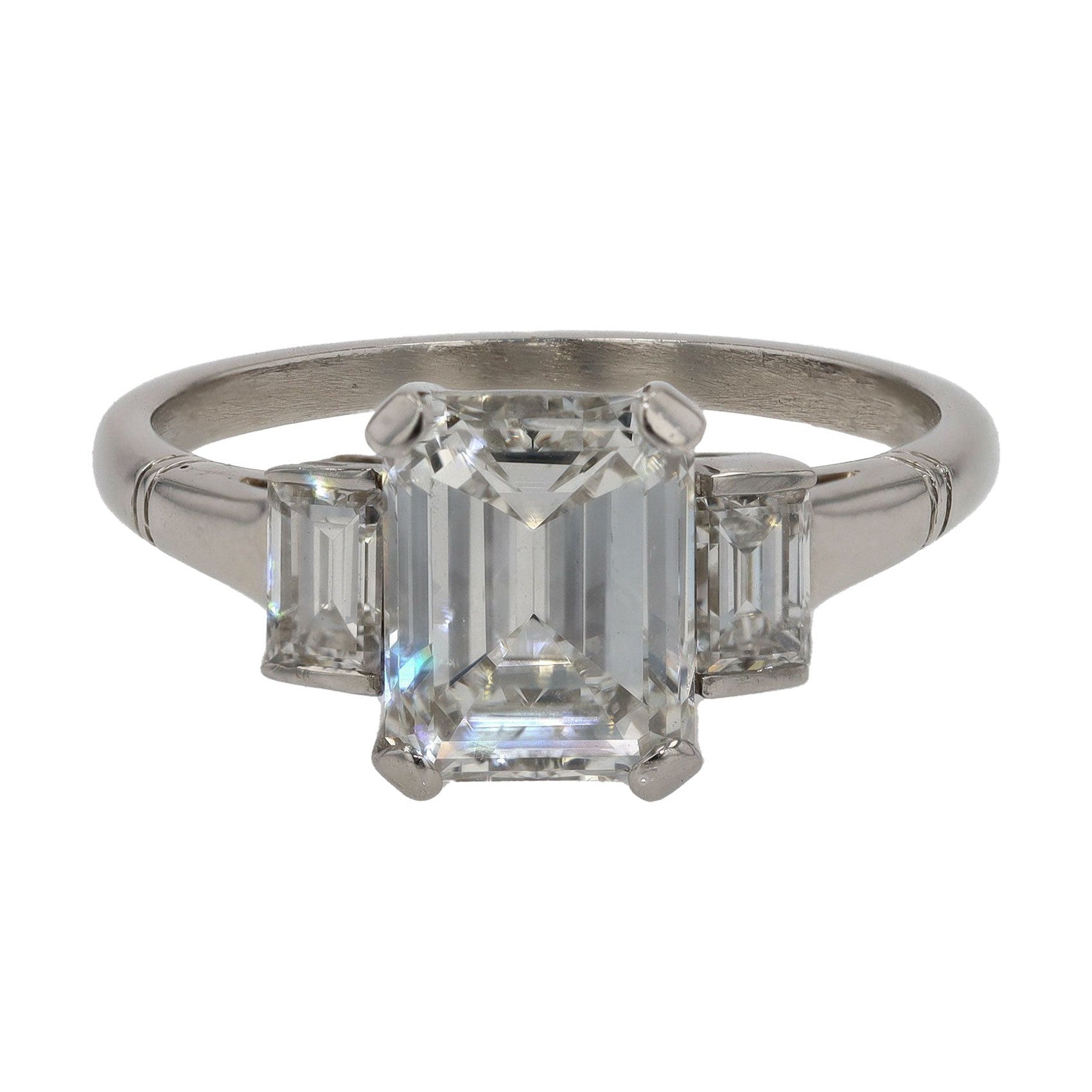 Vintage 2 Carat Emerald Cut Diamond Engagement Ring