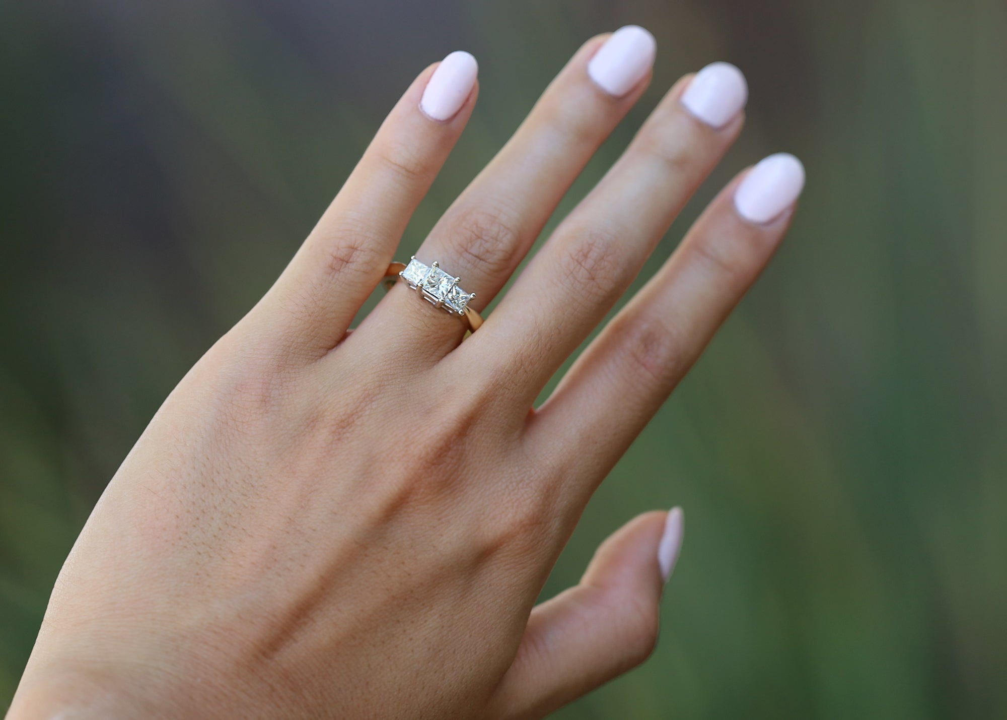 Vintage 3 Stone 1.10 Ctw Princess Cut Diamond Engagement Ring