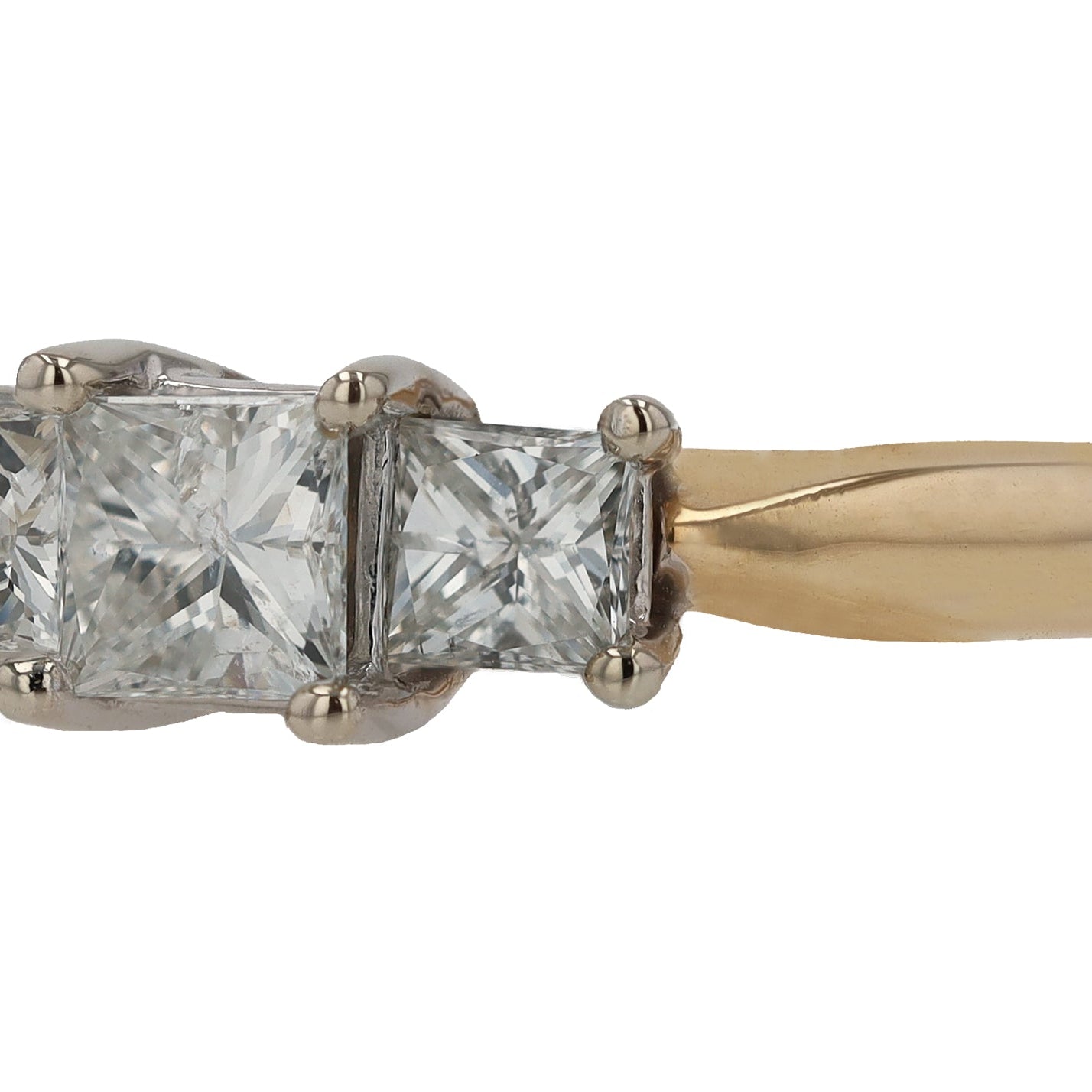 Vintage 3 Stone 1.10 Ctw Princess Cut Diamond Engagement Ring