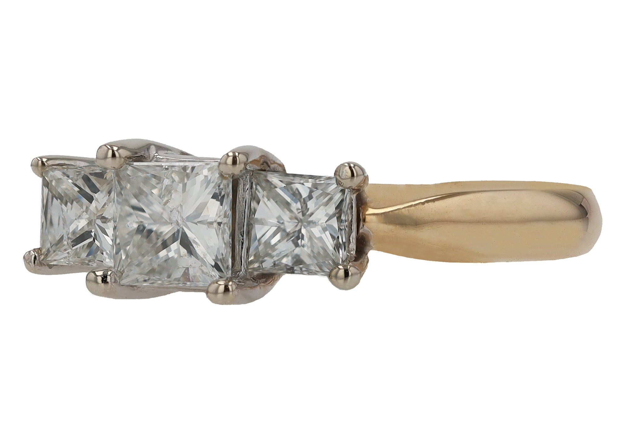 Vintage 3 Stone 1.10 Ctw Princess Cut Diamond Engagement Ring