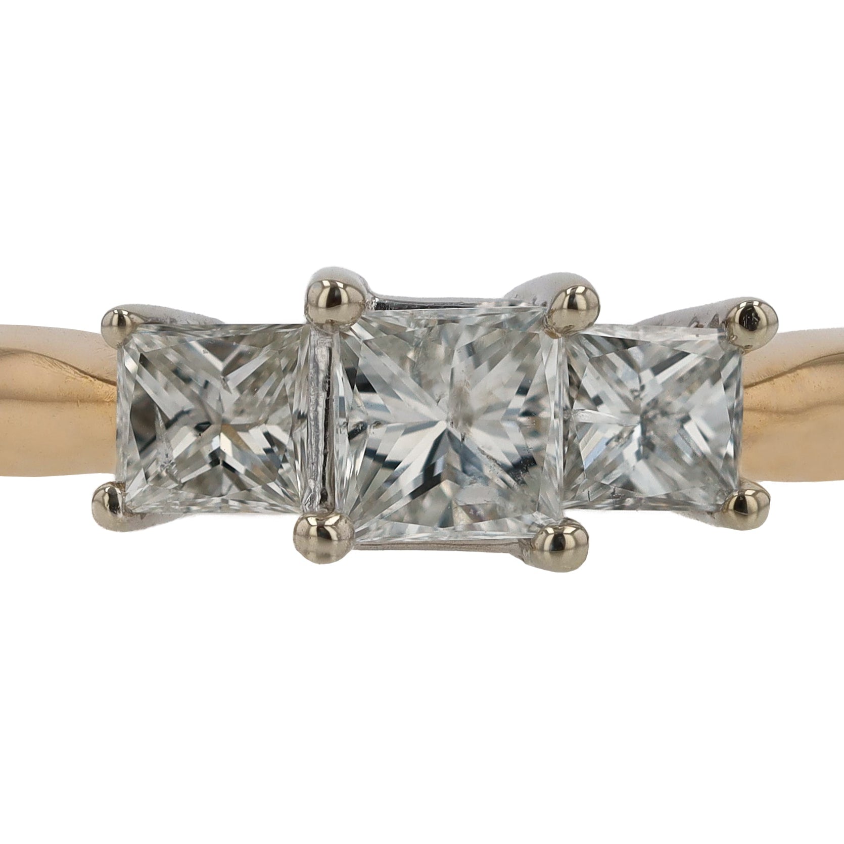 Vintage 3 Stone 1.10 Ctw Princess Cut Diamond Engagement Ring