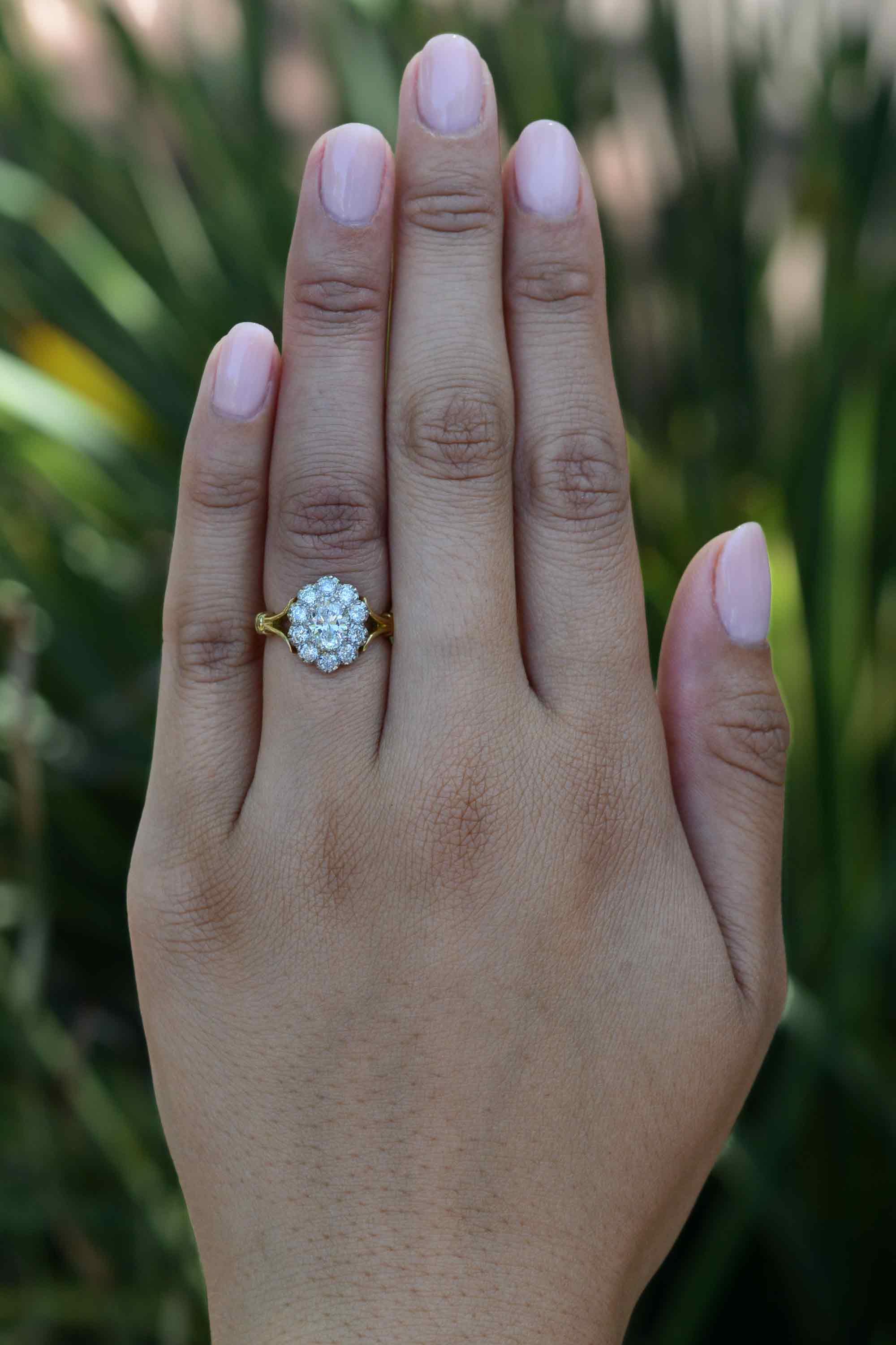 Vintage 3/4 Carat Oval Diamond Halo Engagement Ring