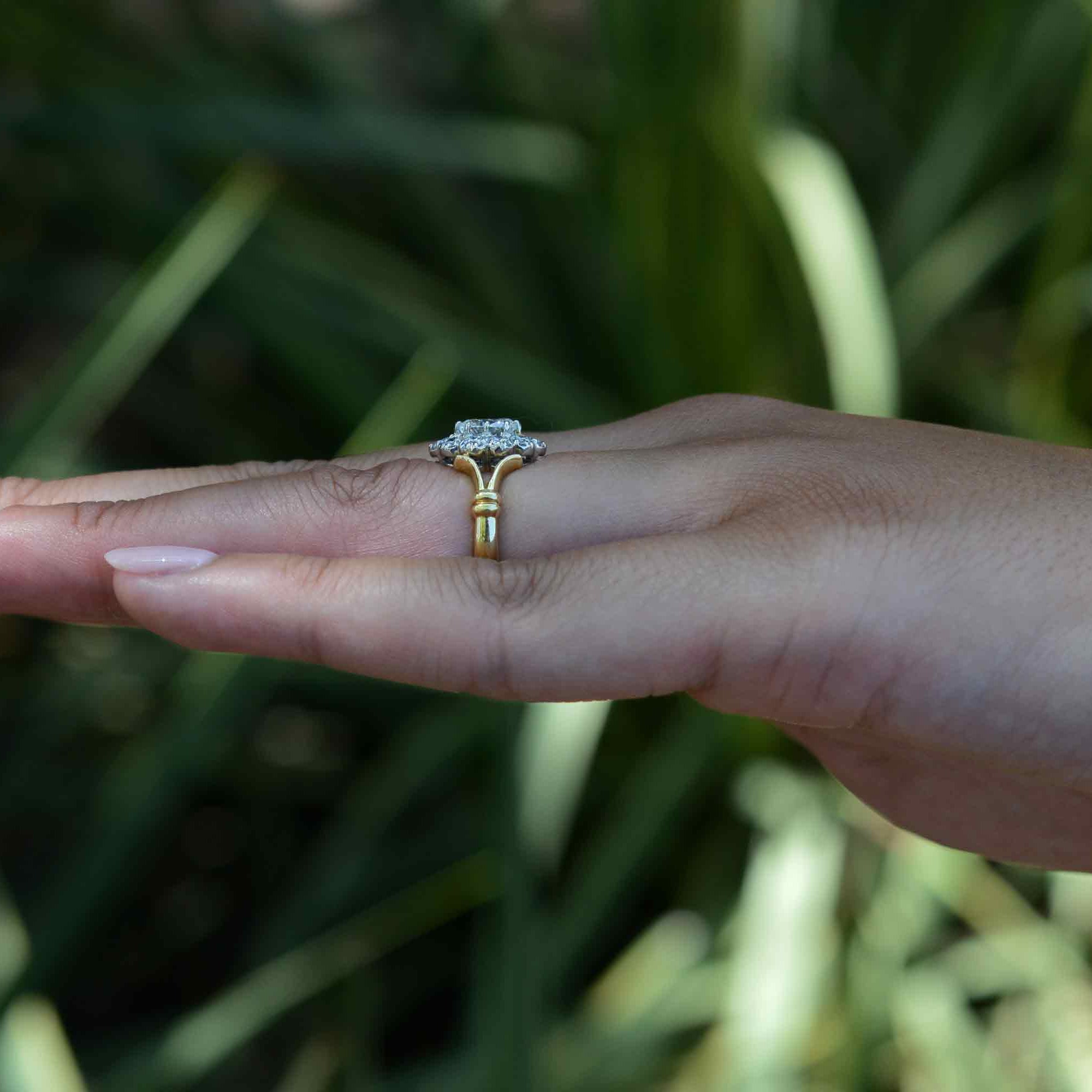 Vintage 3/4 Carat Oval Diamond Halo Engagement Ring