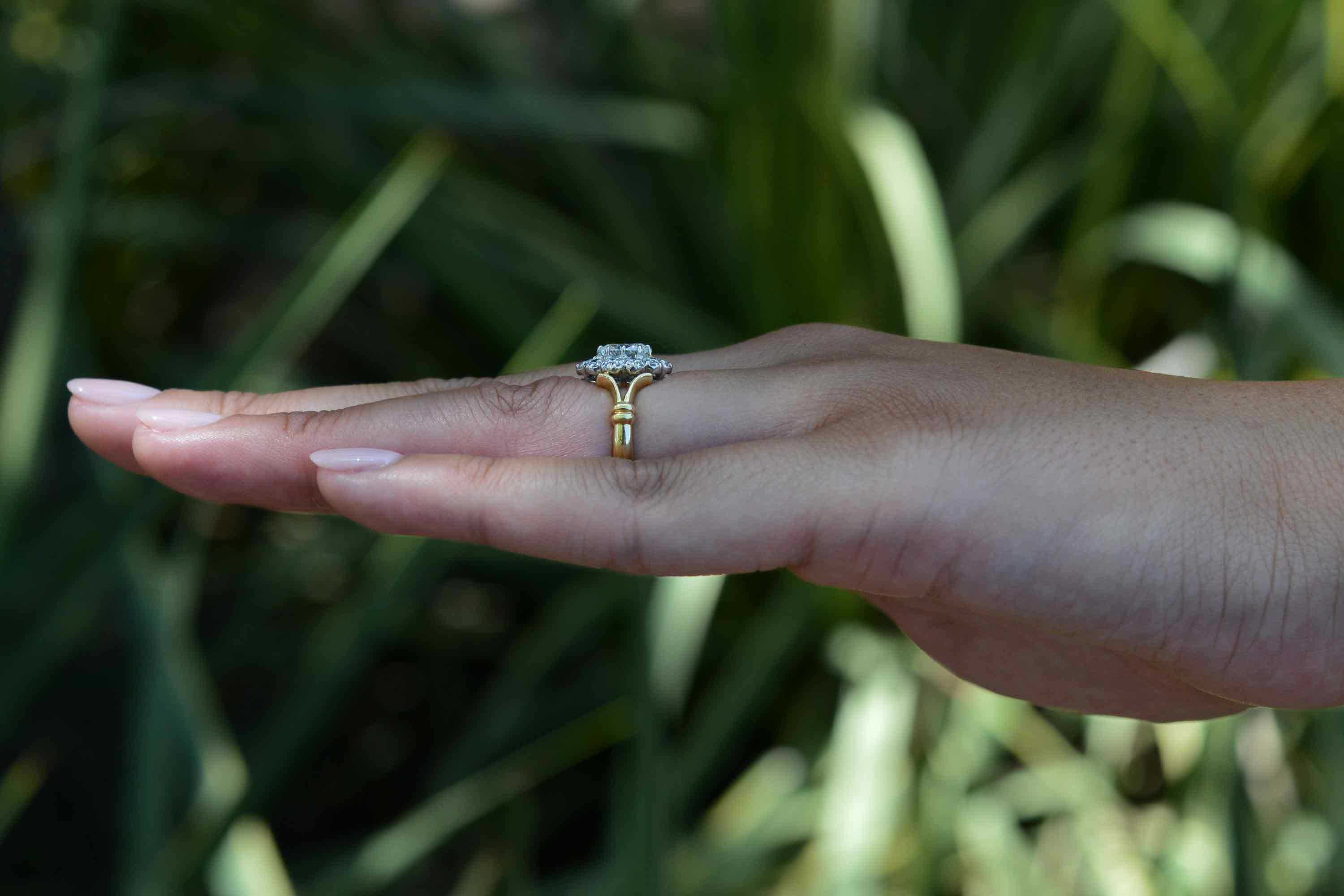 Vintage 3/4 Carat Oval Diamond Halo Engagement Ring