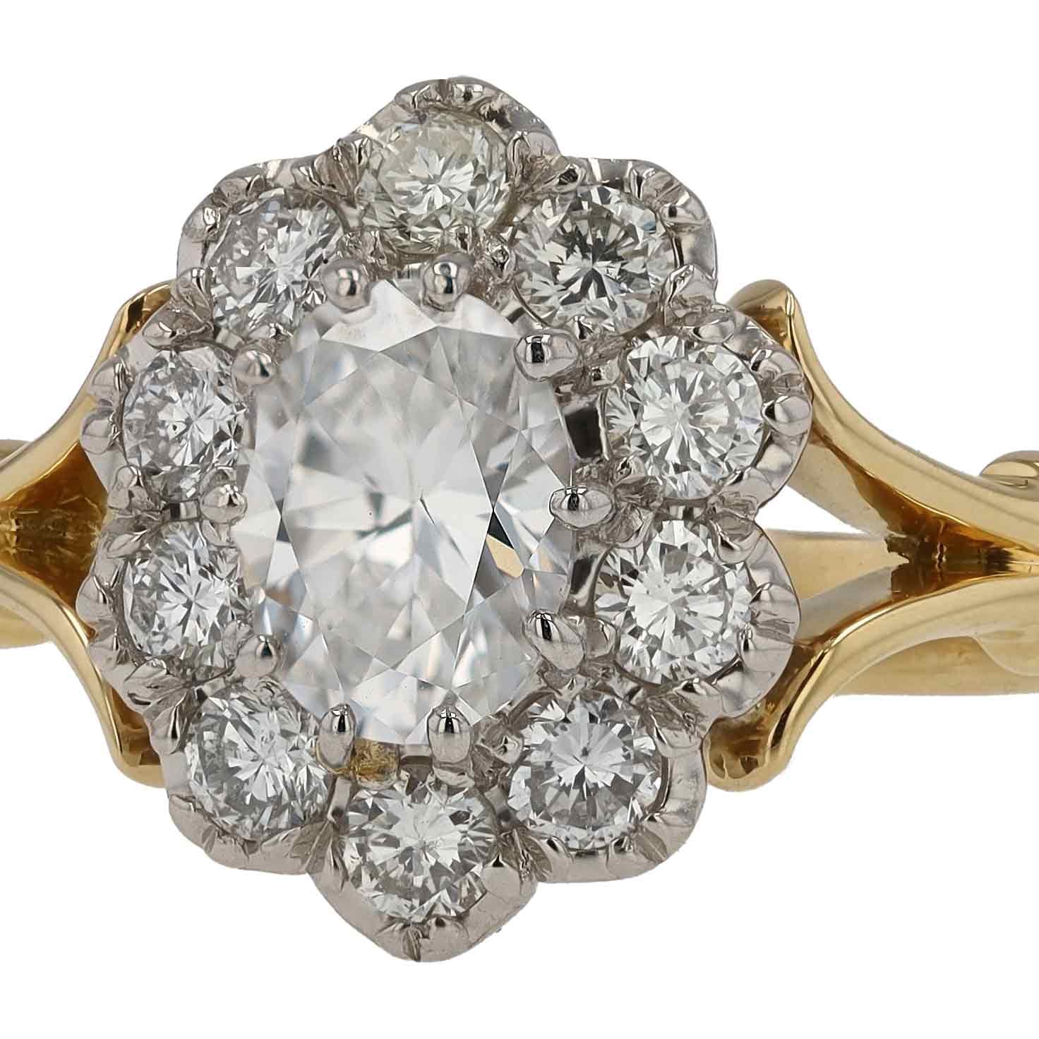 Vintage 3/4 Carat Oval Diamond Halo Engagement Ring