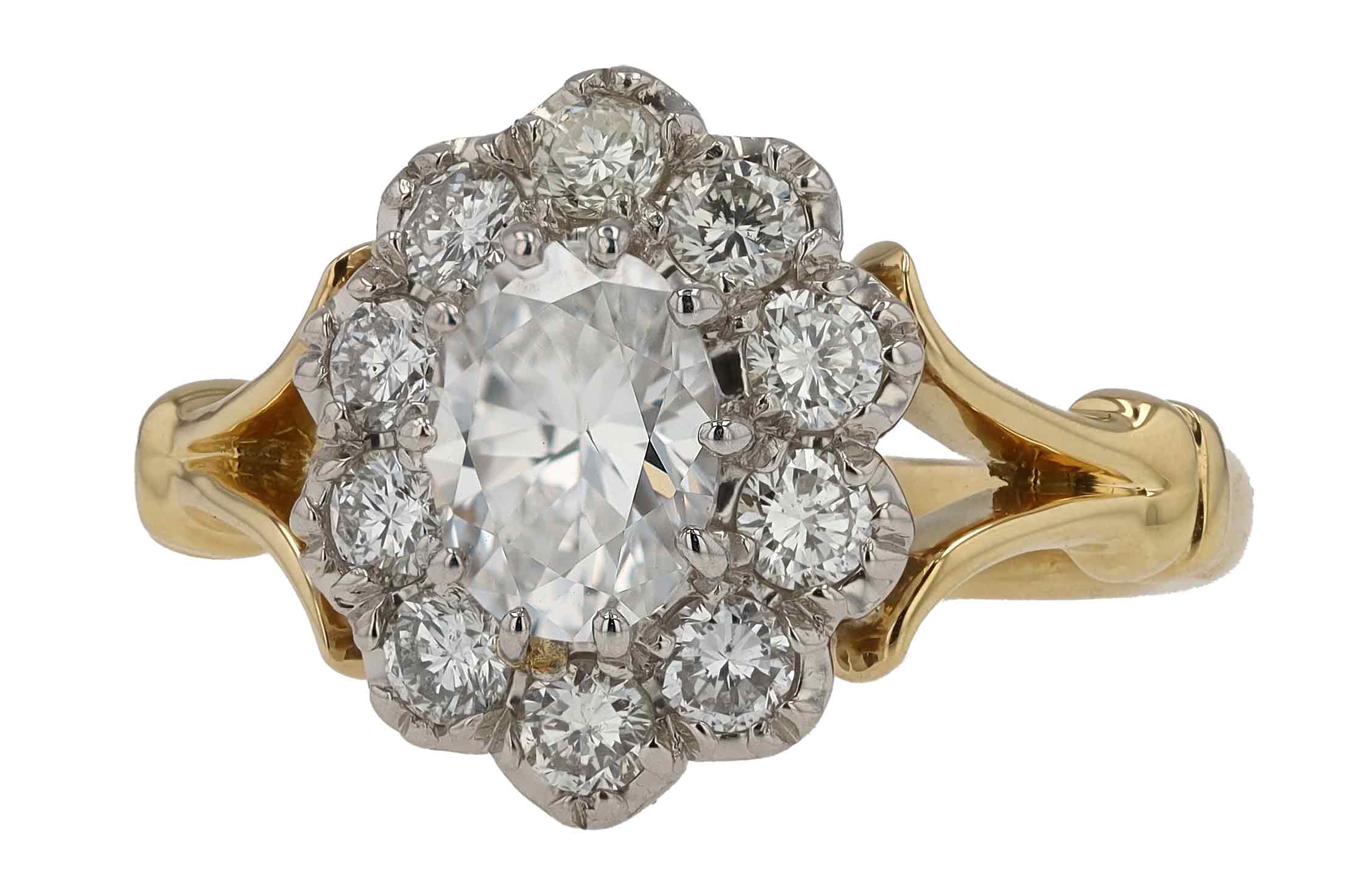 Vintage 3/4 Carat Oval Diamond Halo Engagement Ring