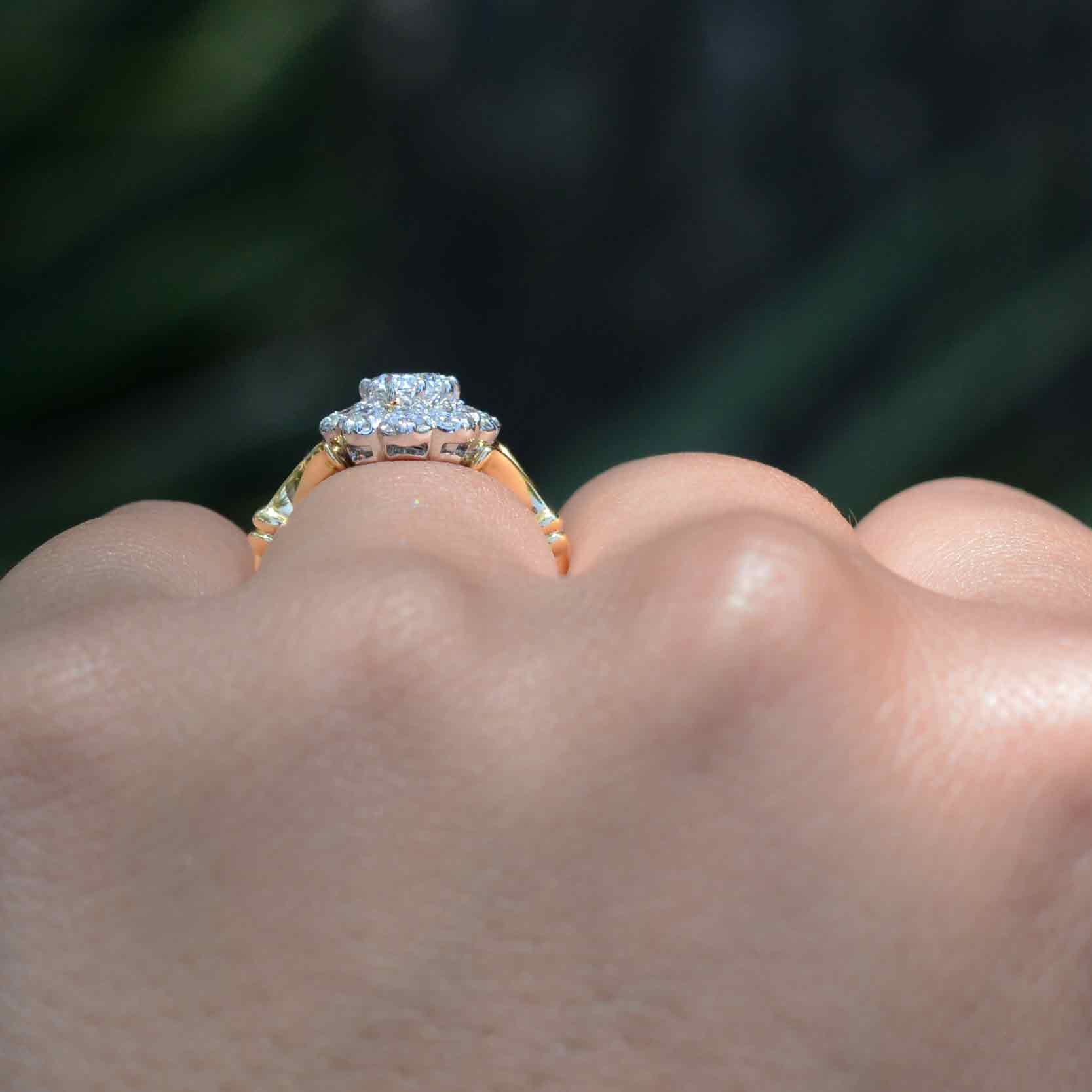 Vintage 3/4 Carat Oval Diamond Halo Engagement Ring