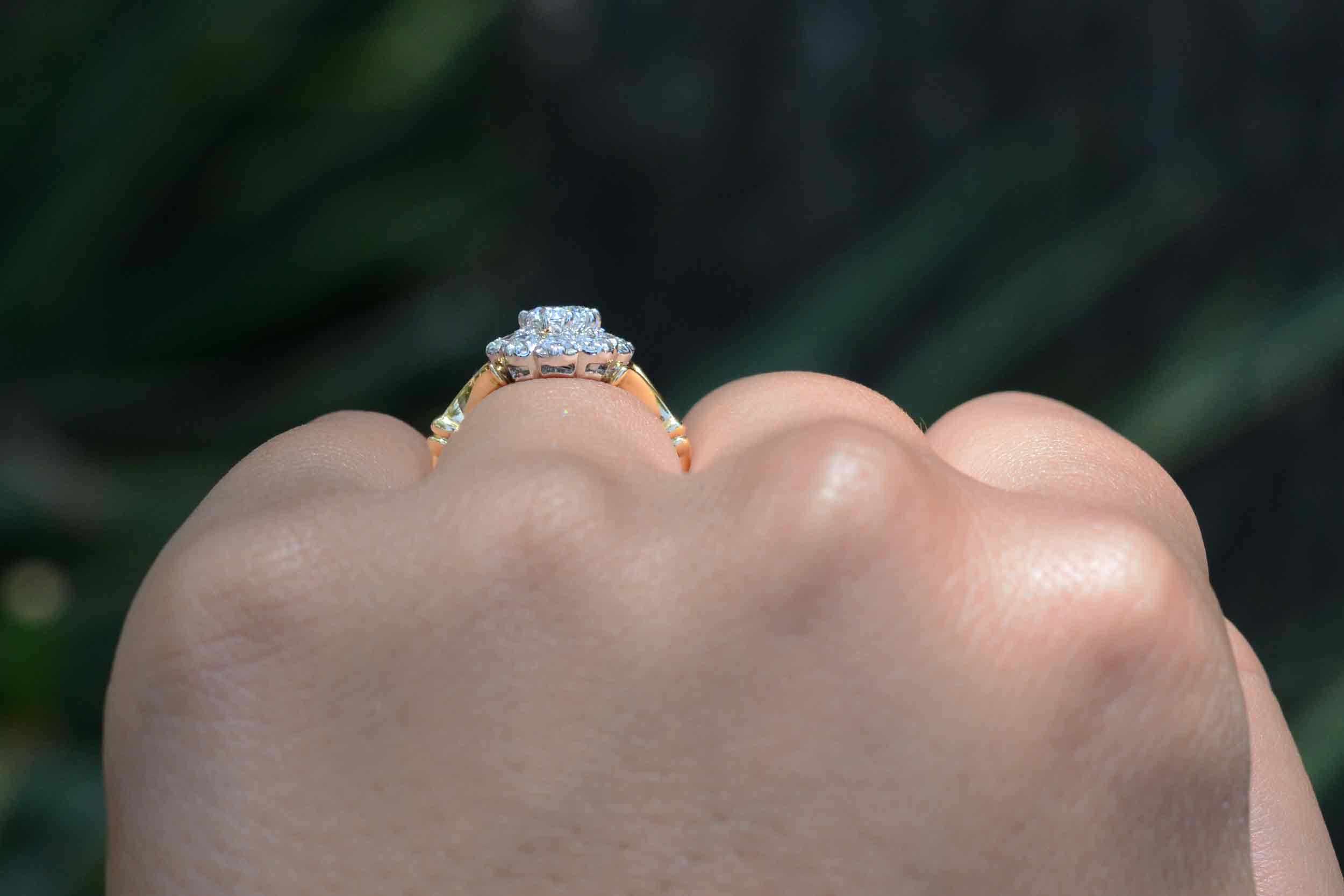 Vintage 3/4 Carat Oval Diamond Halo Engagement Ring