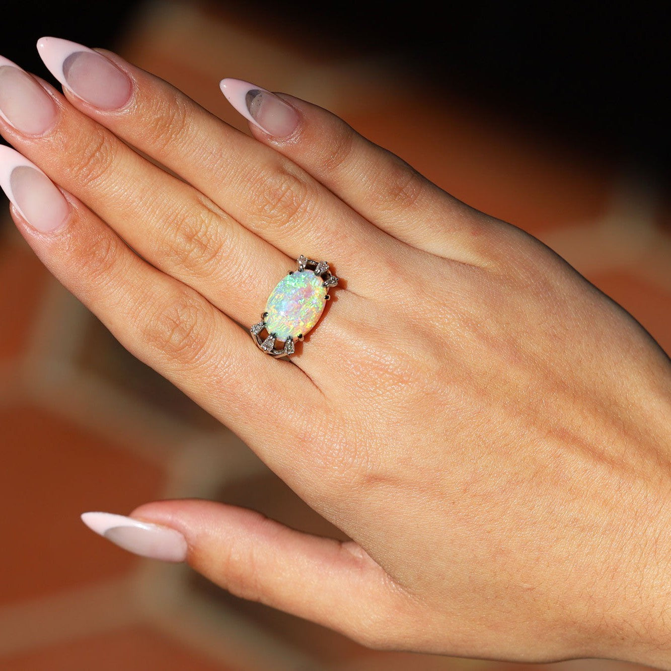 Vintage 5 Carat Fire Opal East-West Estate Cocktail Ring