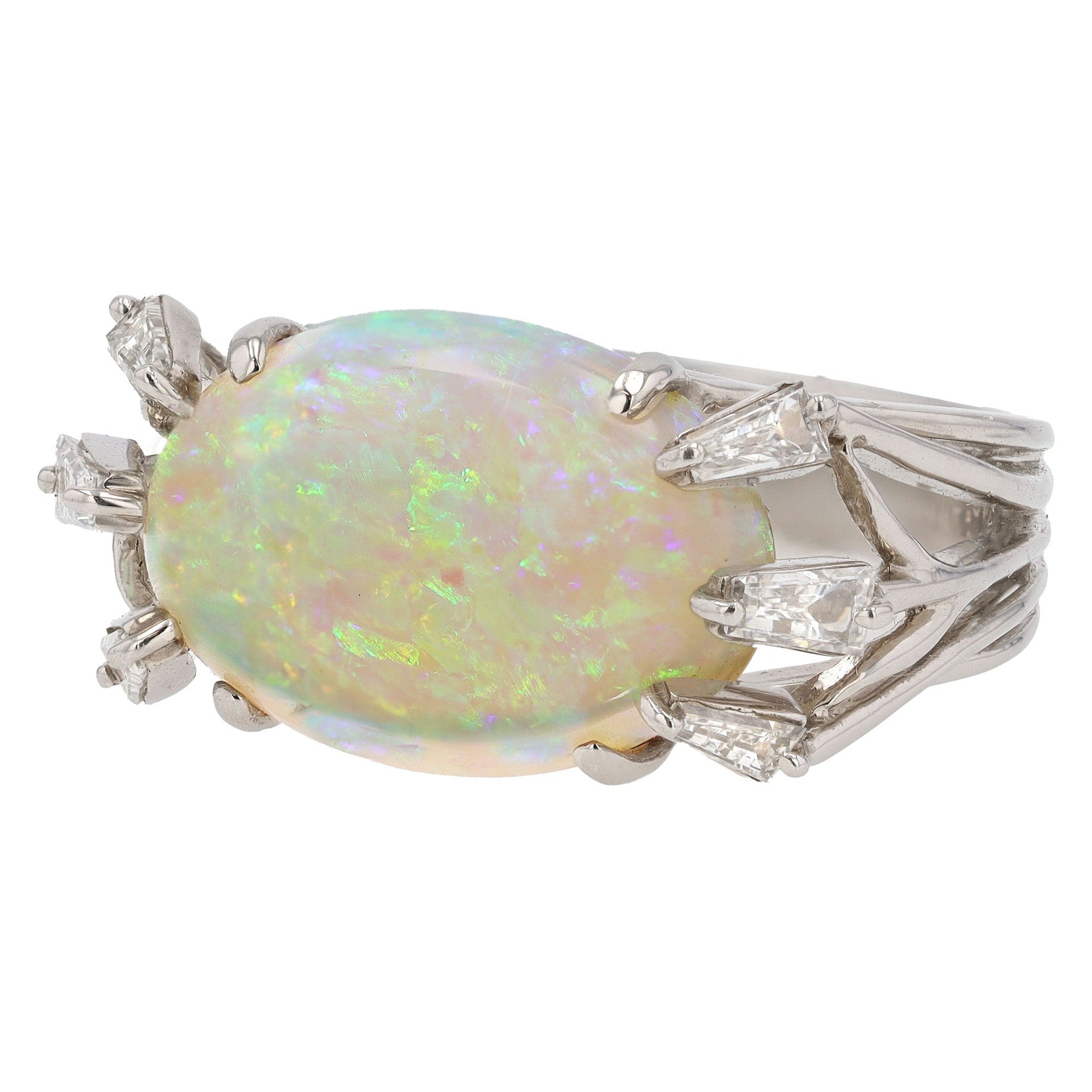 Vintage 5 Carat Fire Opal East-West Estate Cocktail Ring