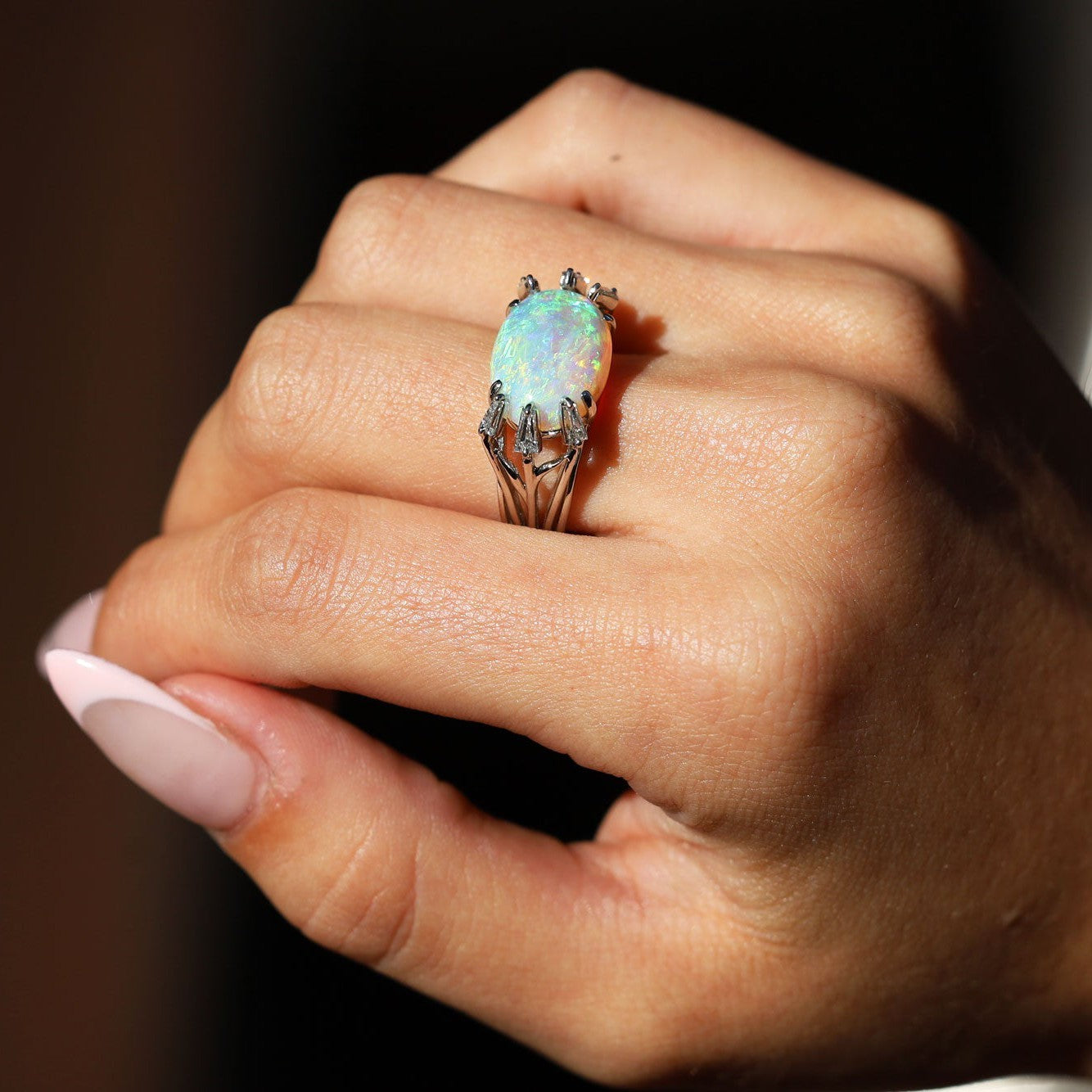 Vintage 5 Carat Fire Opal East-West Estate Cocktail Ring