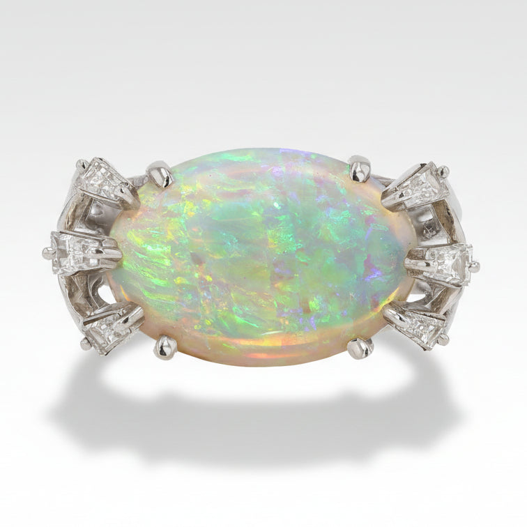 Vintage 5 Carat Fire Opal East-West Estate Cocktail Ring