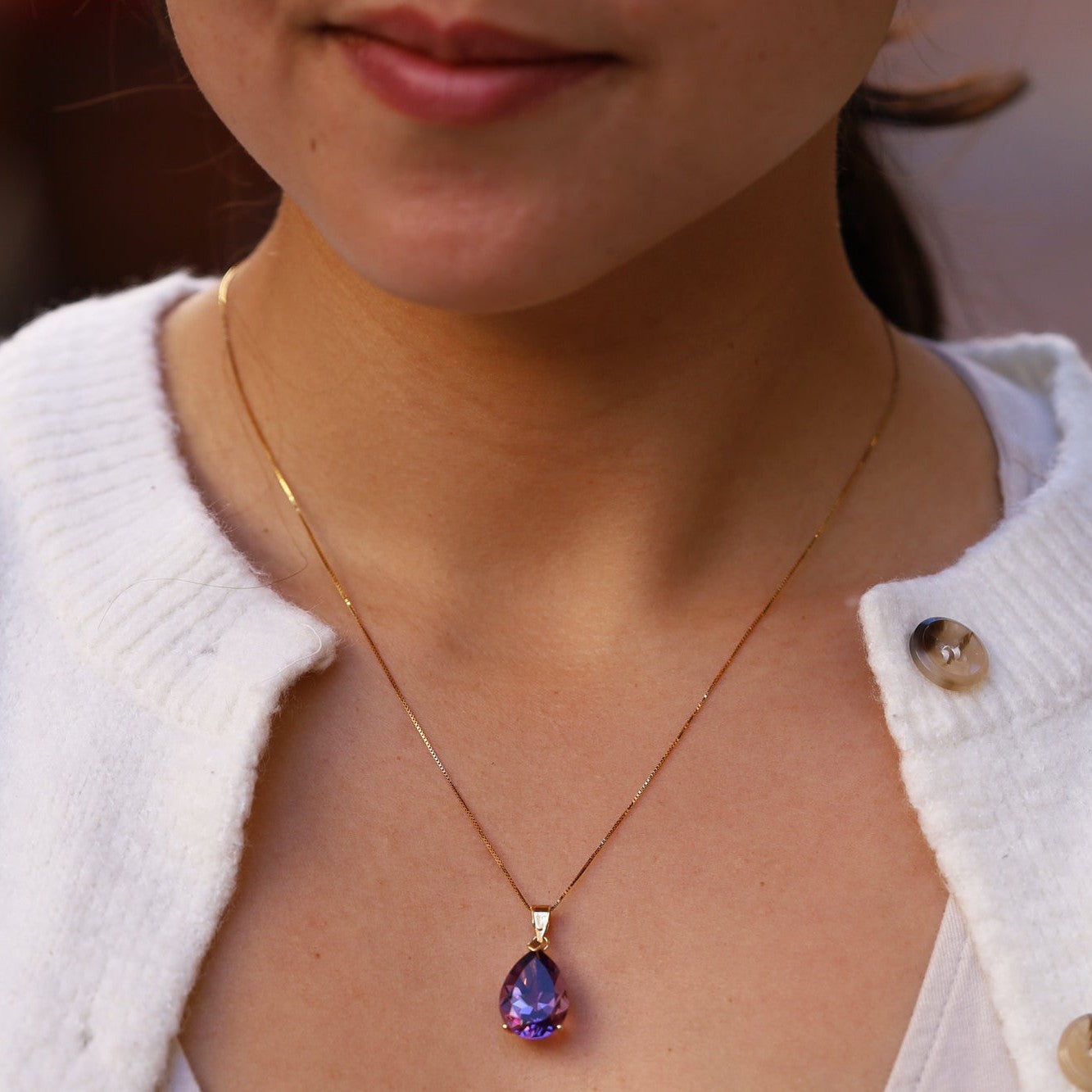 Vintage 7.35 Carat Amethyst Pear Shape Pendant Necklace