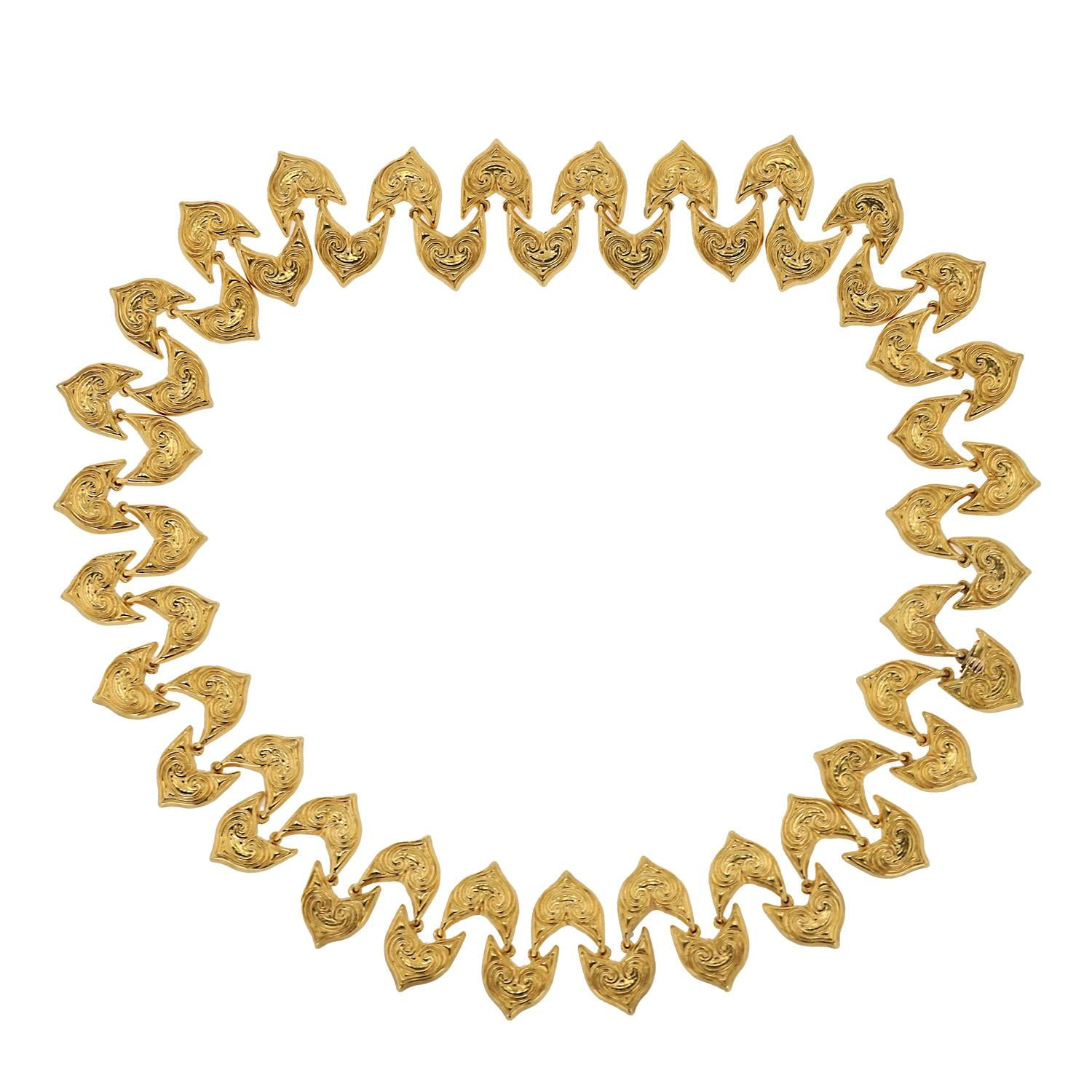 Awe Inspiring Vintage Ilias Lalaounis 22k Gold Ivy Leaf Necklace