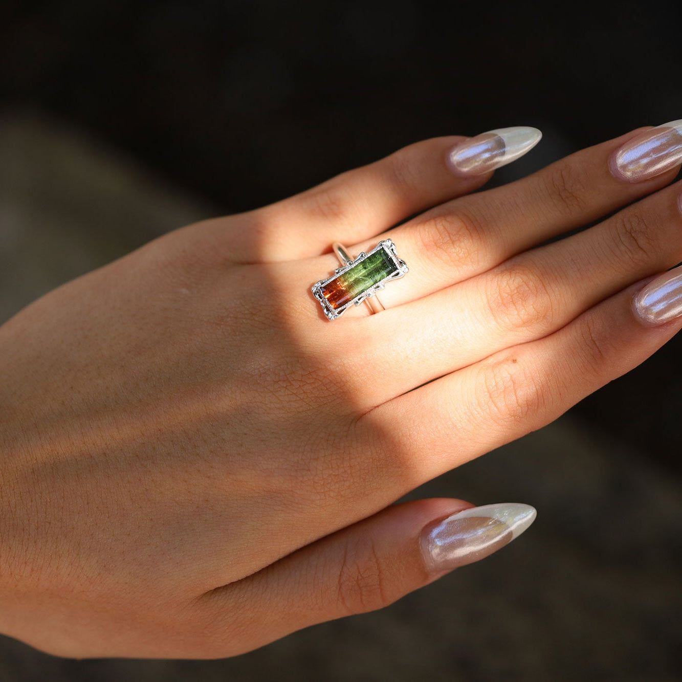 Vintage Art Deco 3.21 Carat Watermelon Tourmaline Estate Ring