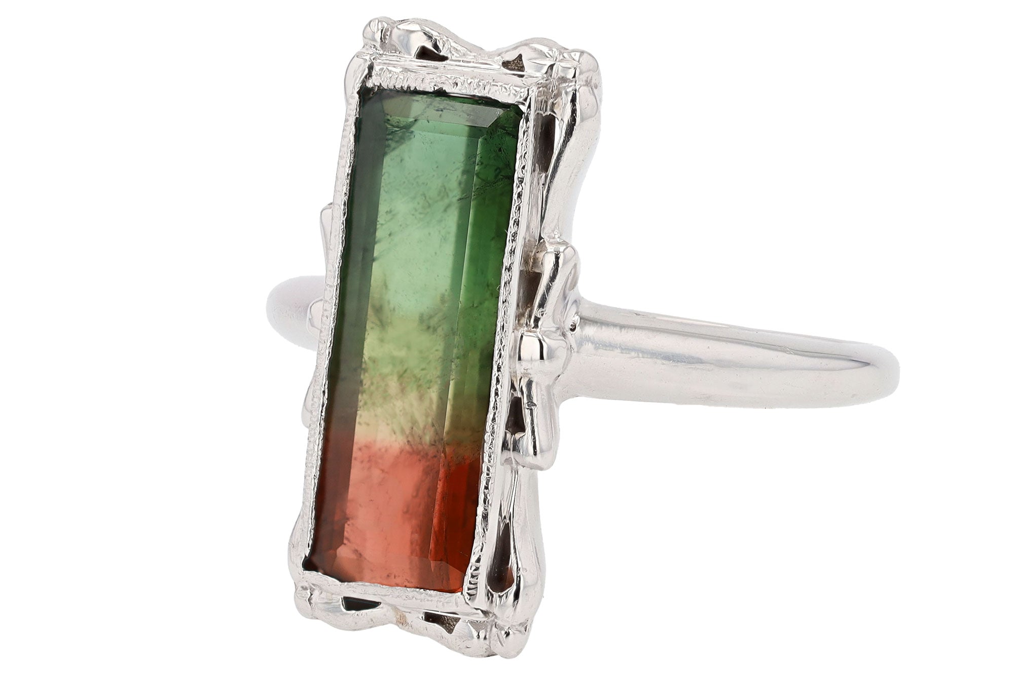 Vintage Art Deco 3.21 Carat Watermelon Tourmaline Estate Ring