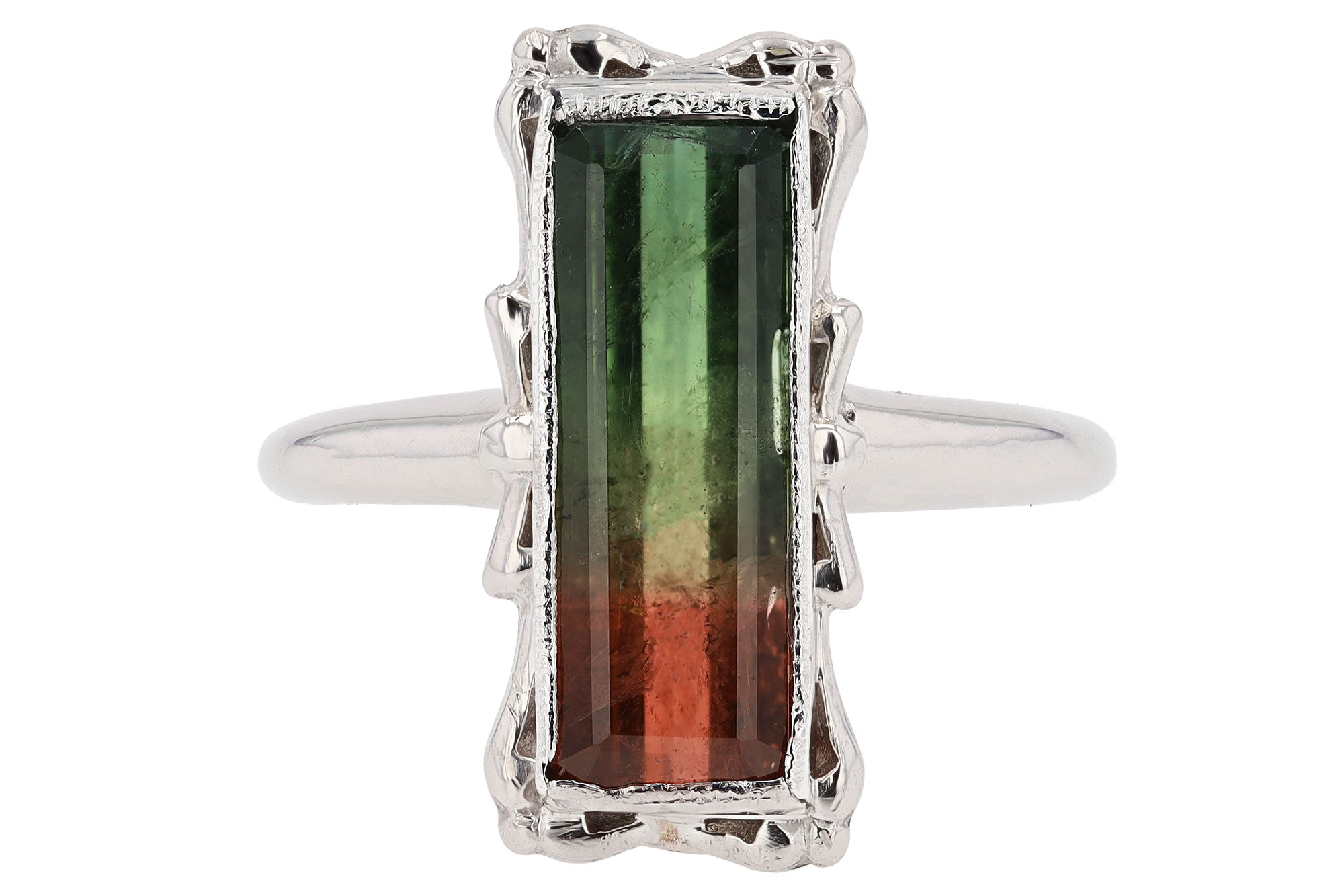 Vintage Art Deco 3.21 Carat Watermelon Tourmaline Estate Ring