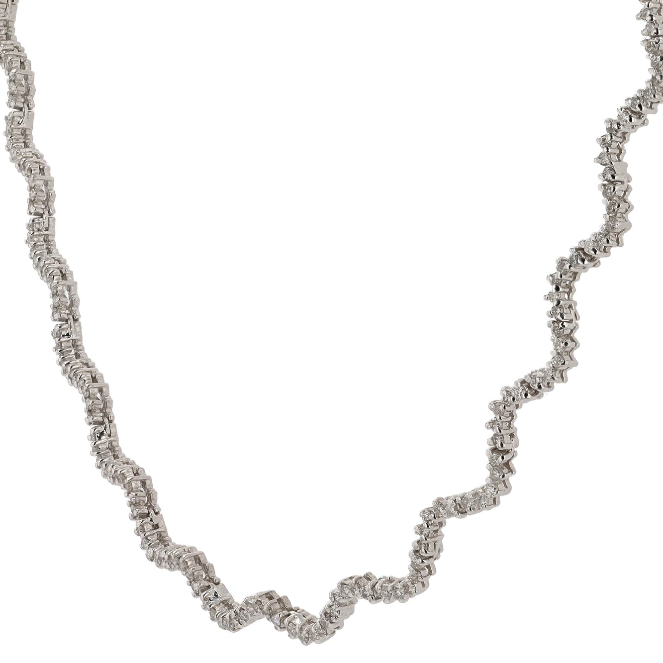 Vintage Classic Wavy 2.50 Carat Diamond Tennis Necklace