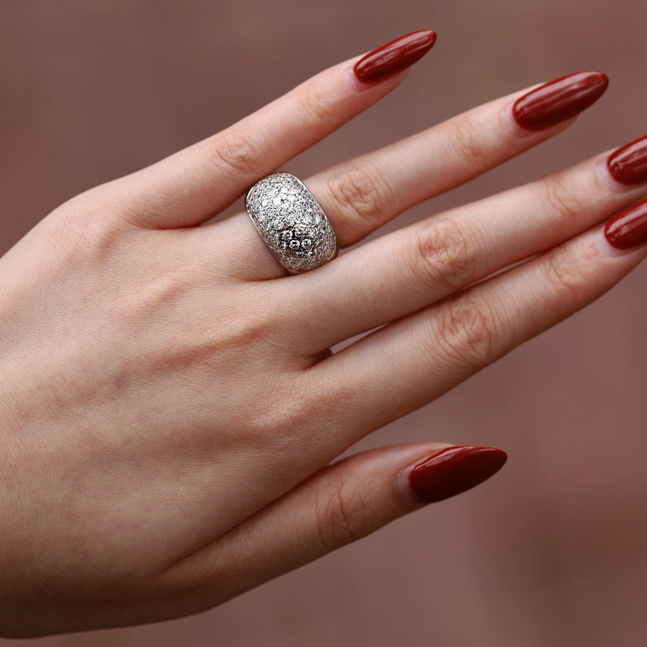 Vintage Contemporary 1.50 Carats Pavé Diamond 14k Dome Ring