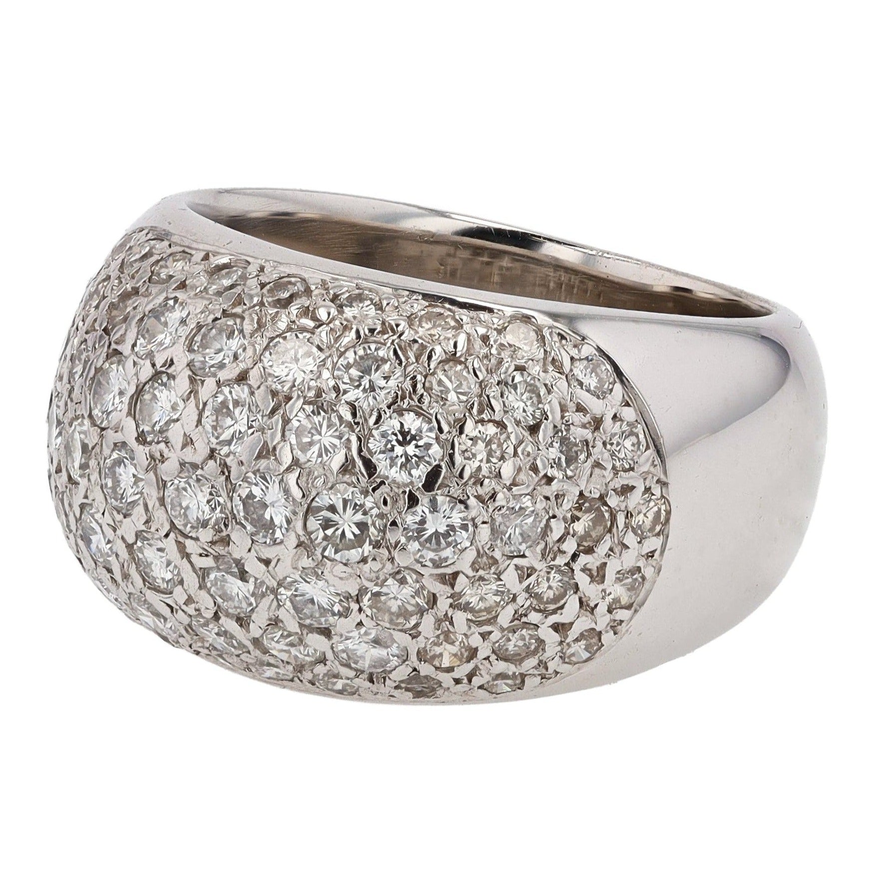 Vintage Contemporary 1.50 Carats Pavé Diamond 14k Dome Ring