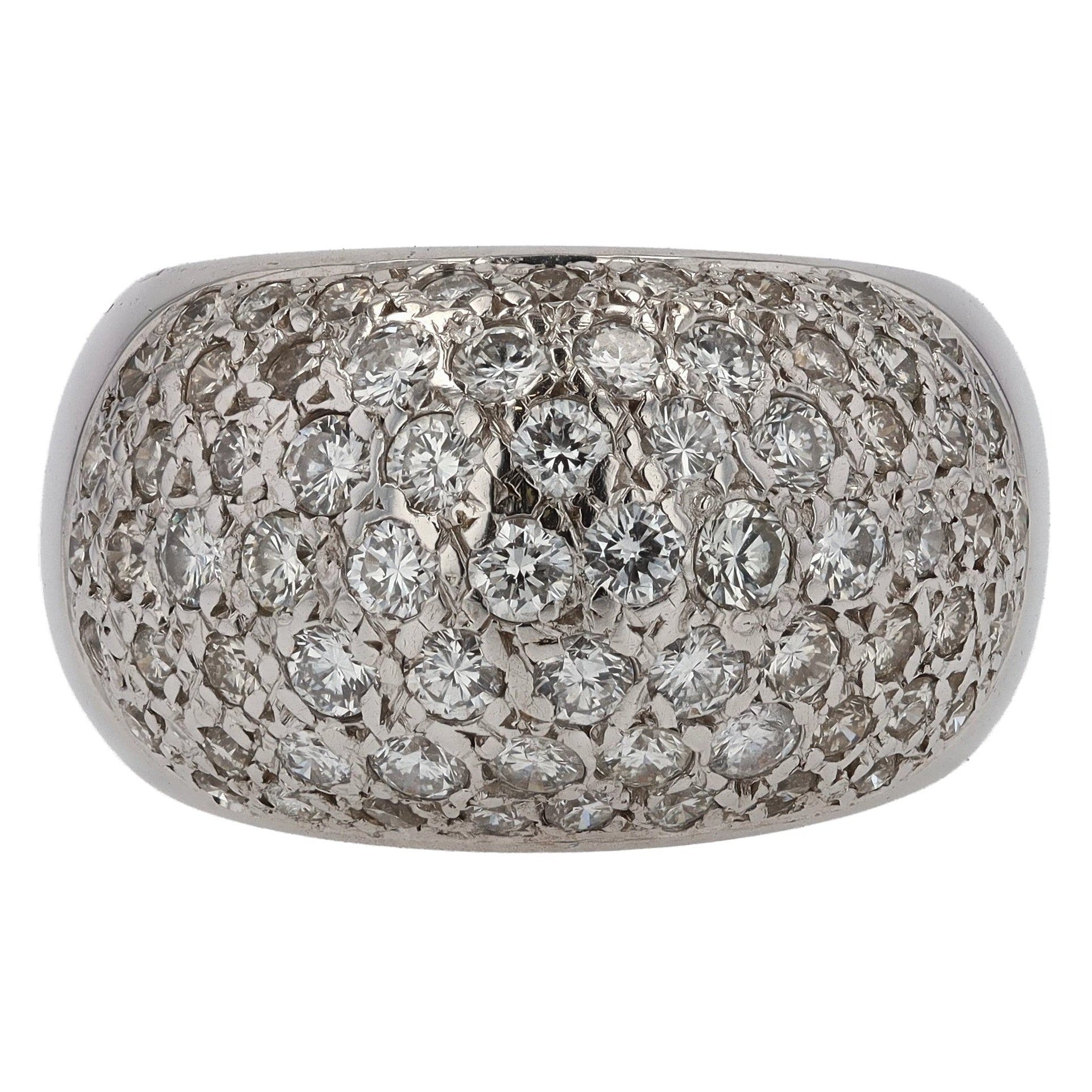Vintage Contemporary 1.50 Carats Pavé Diamond 14k Dome Ring