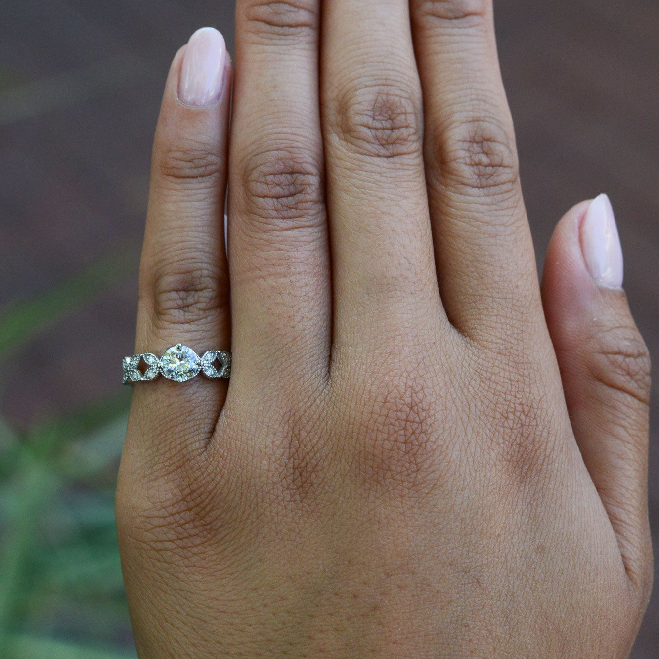 Vintage EGL Certified G SI1 0.63ct Round Diamond Trellis Engagement Ring