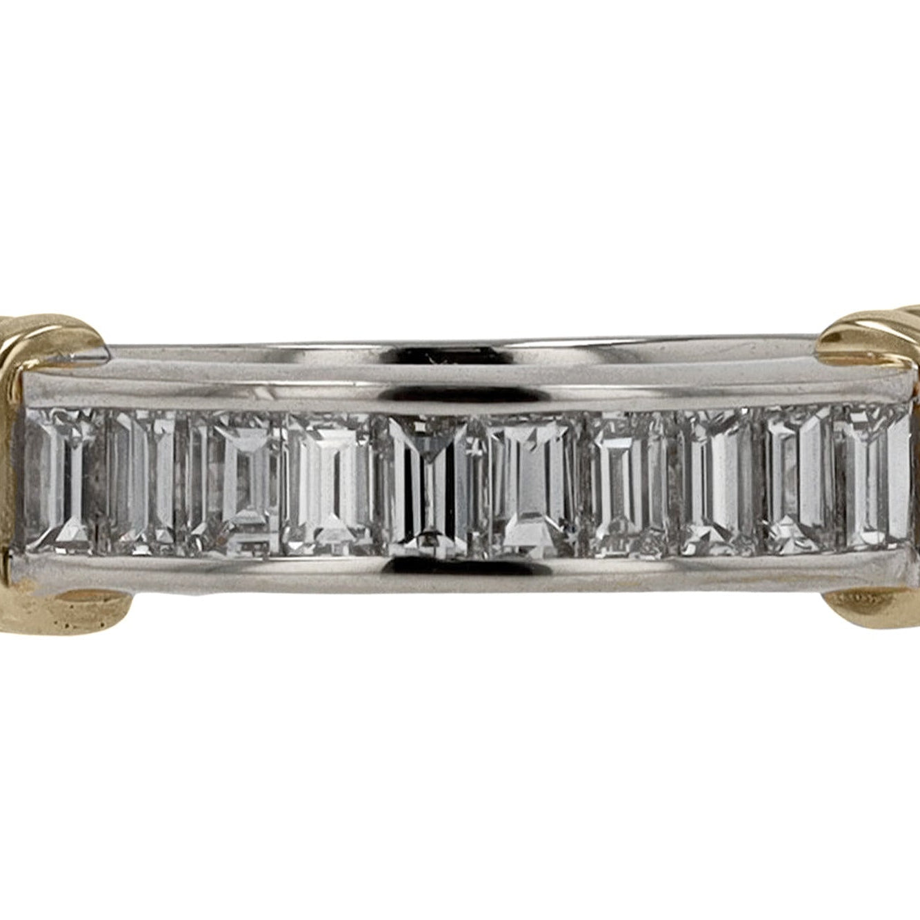 Vintage Emerald Cut Diamond 2 Tone Wedding Band