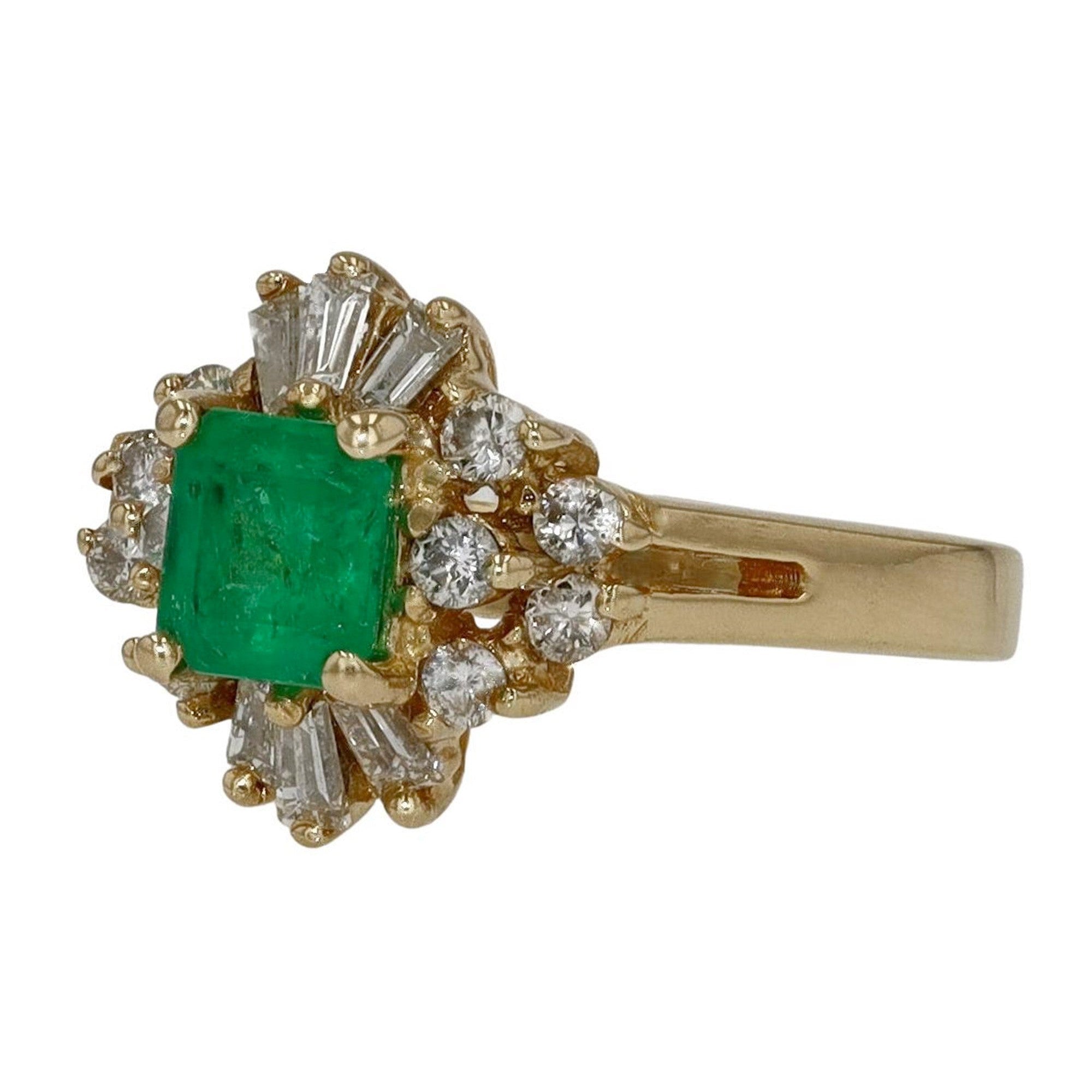 Vintage Emerald Diamond Petite Cocktail Ring