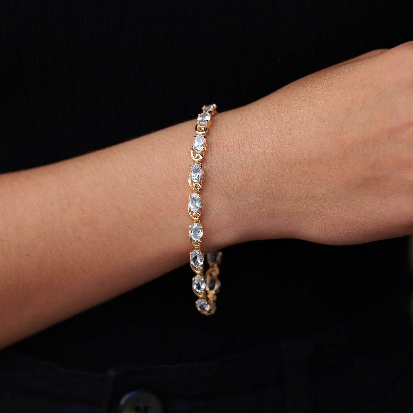 12 Carat Aquamarine Vintage Tennis Bracelet