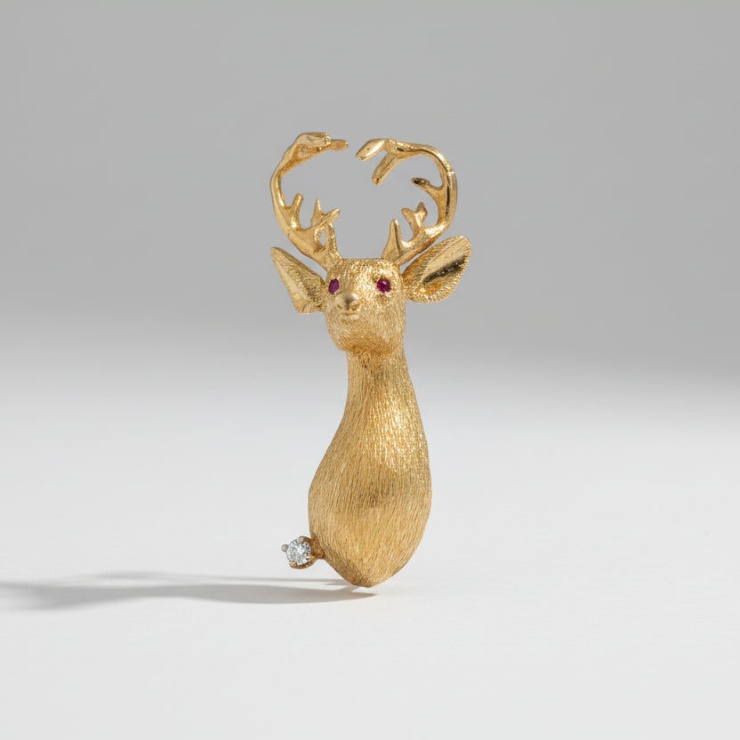 18K Gold Deer Pin
